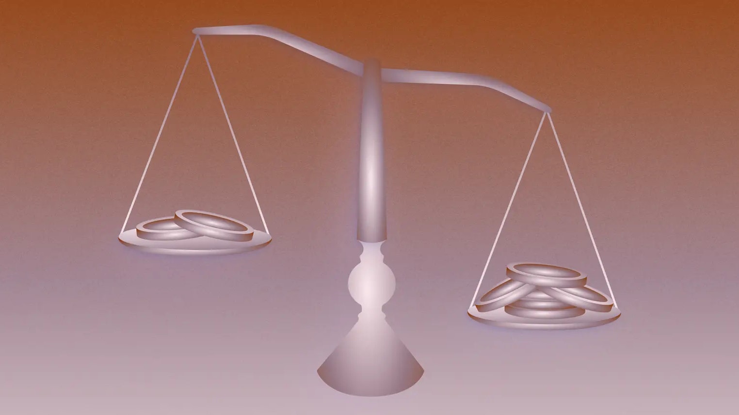 Illustration of a scale with differing amounts of coins