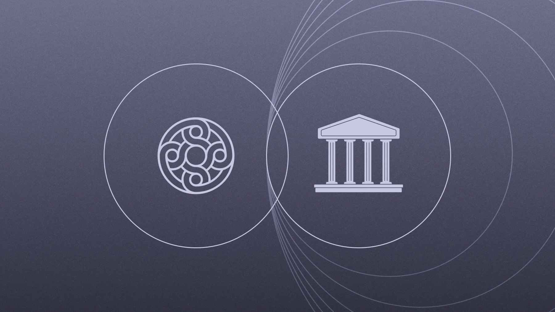 Mercury logo and bank icon in co-centric circles