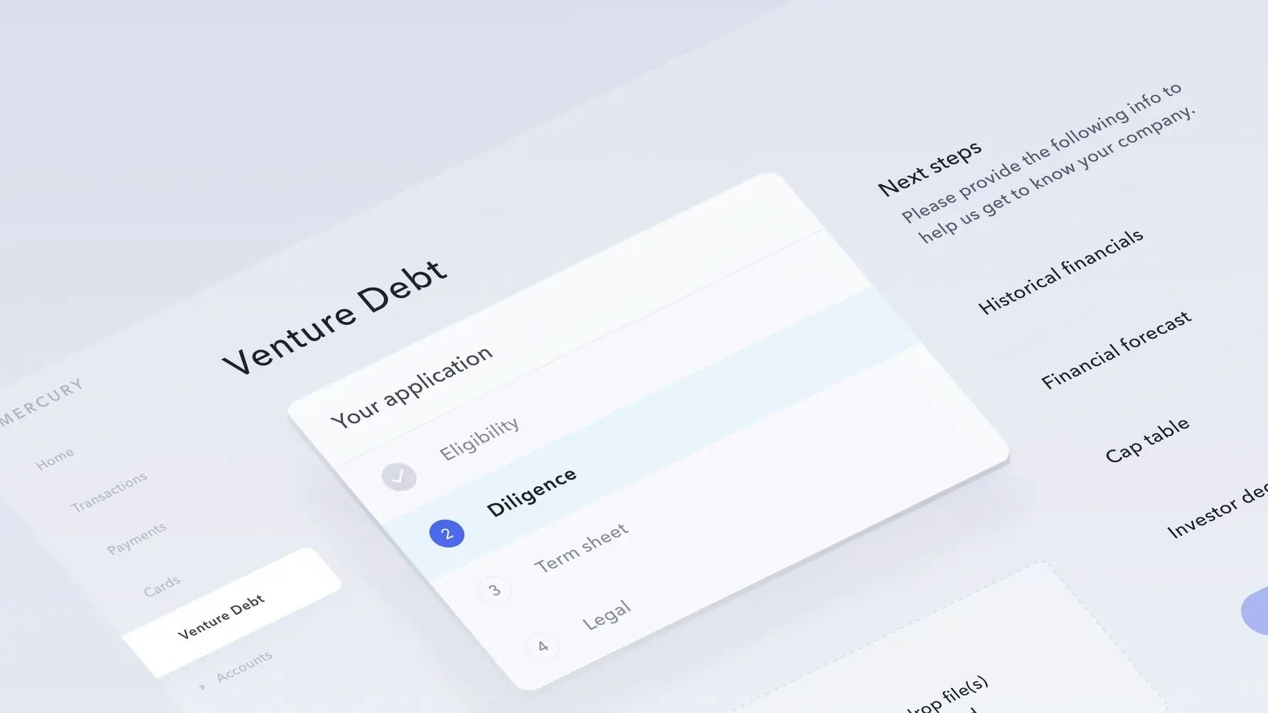 Mercury Venture Debt dashboard