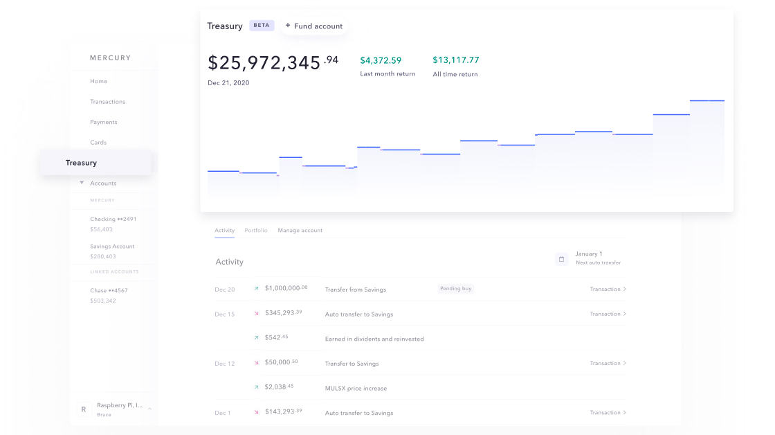 Mercury Treasury Dashboard