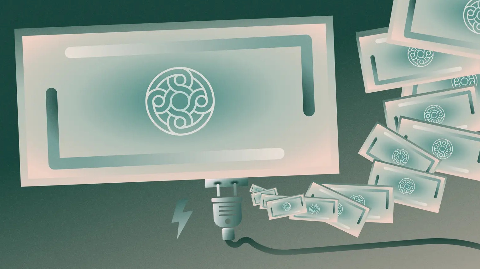 An electrical plug connecting to a monitor with Mercury's logo on the screen.