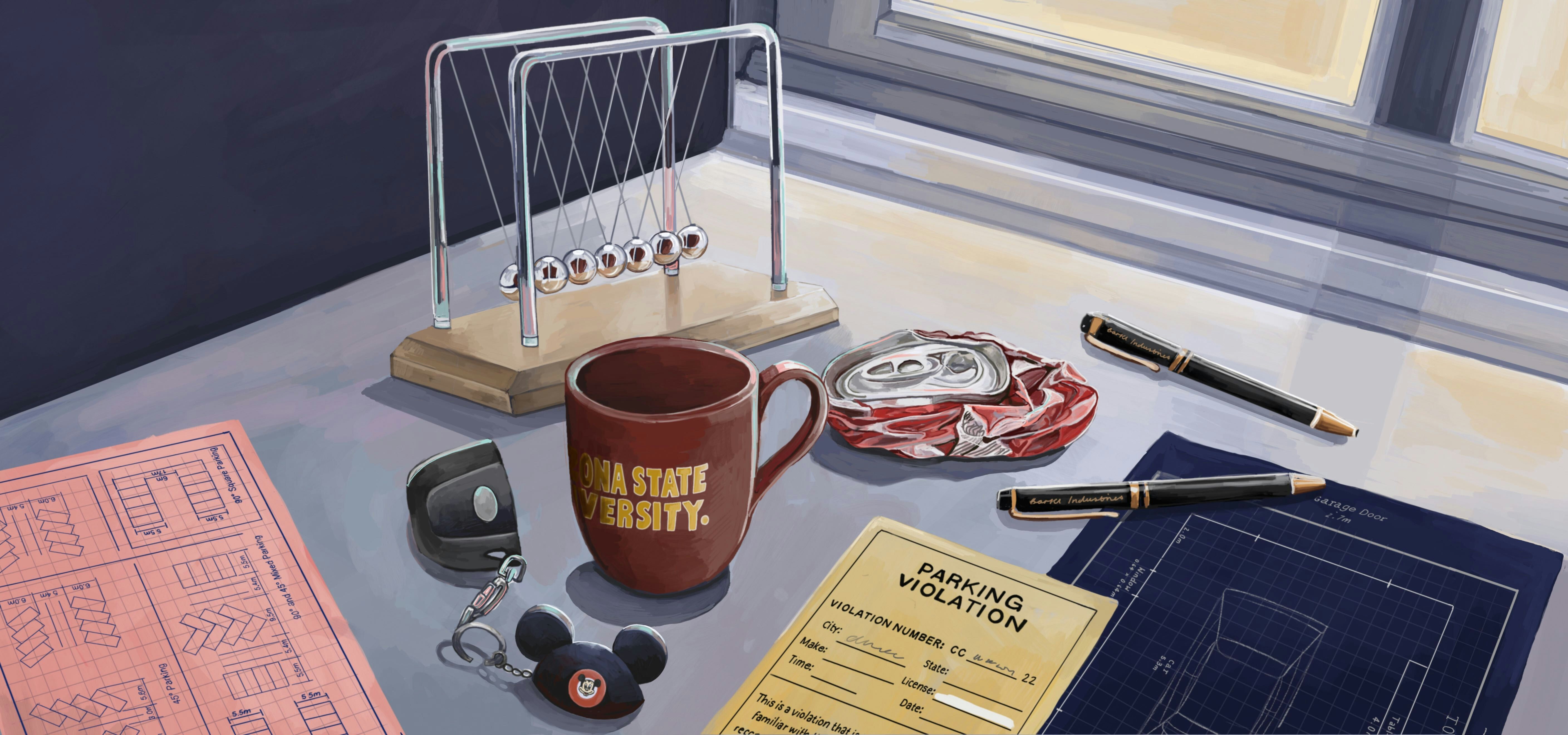 Illustration for customer story about Jonathon Barkl, co-founder and CEO of AirGarage, by UK artist Amy Leonard.