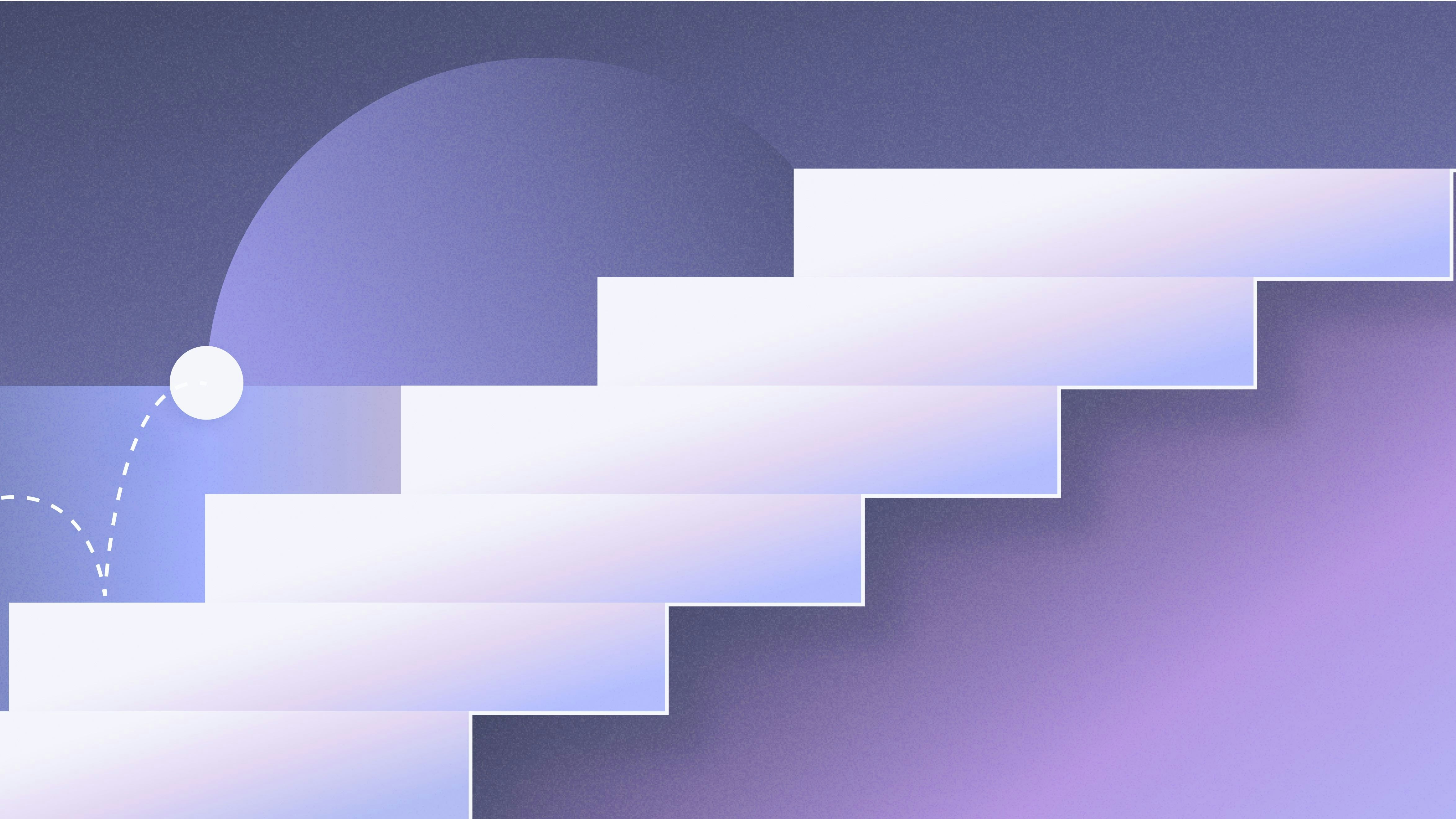 Steps up and to the right on an indigo gradient background.