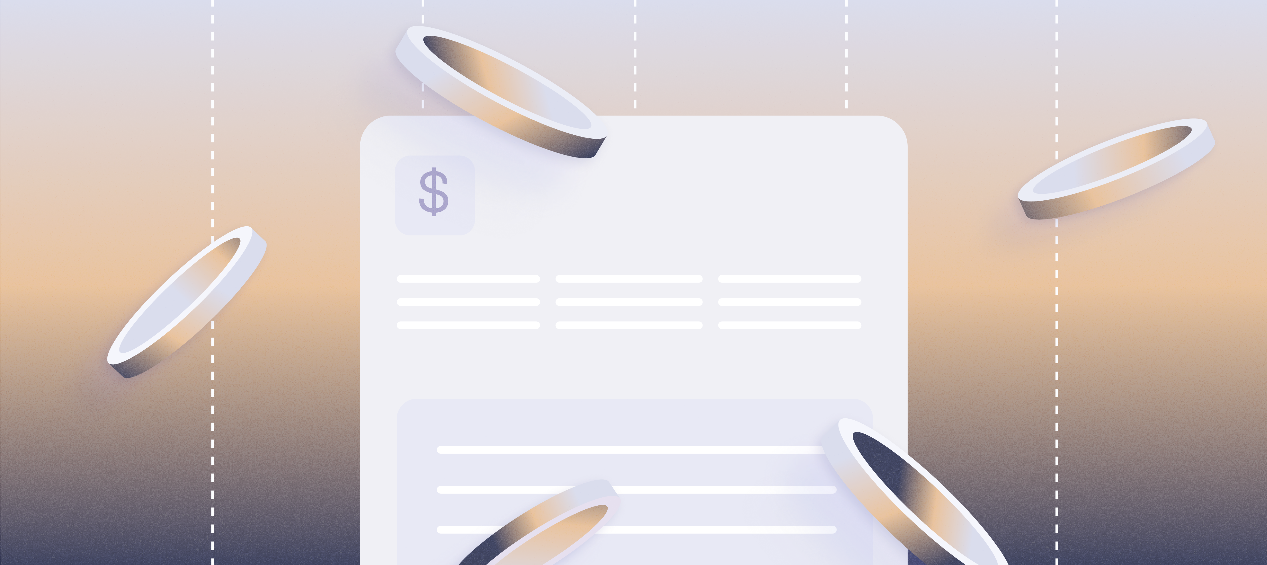 Graphic illustration of invoice with coins falling | Best practices for accounts payable | Mercury