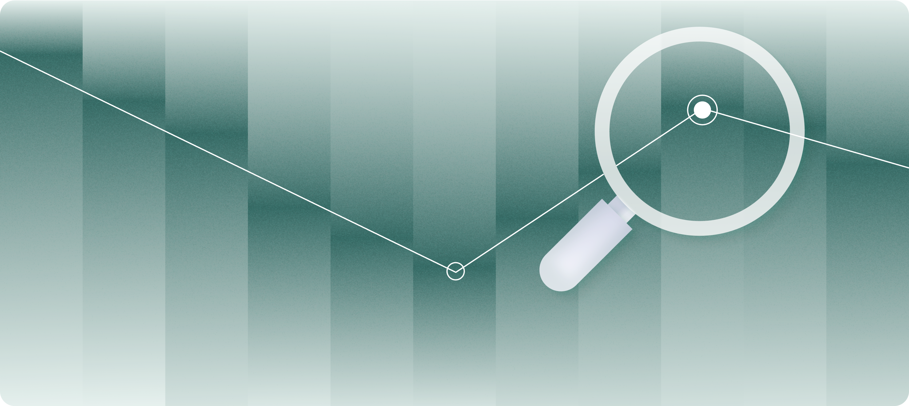 Graphic illustration of magnifying class focusing on point on a line chart | How to do a SWOT analysis for your startup | Mercury