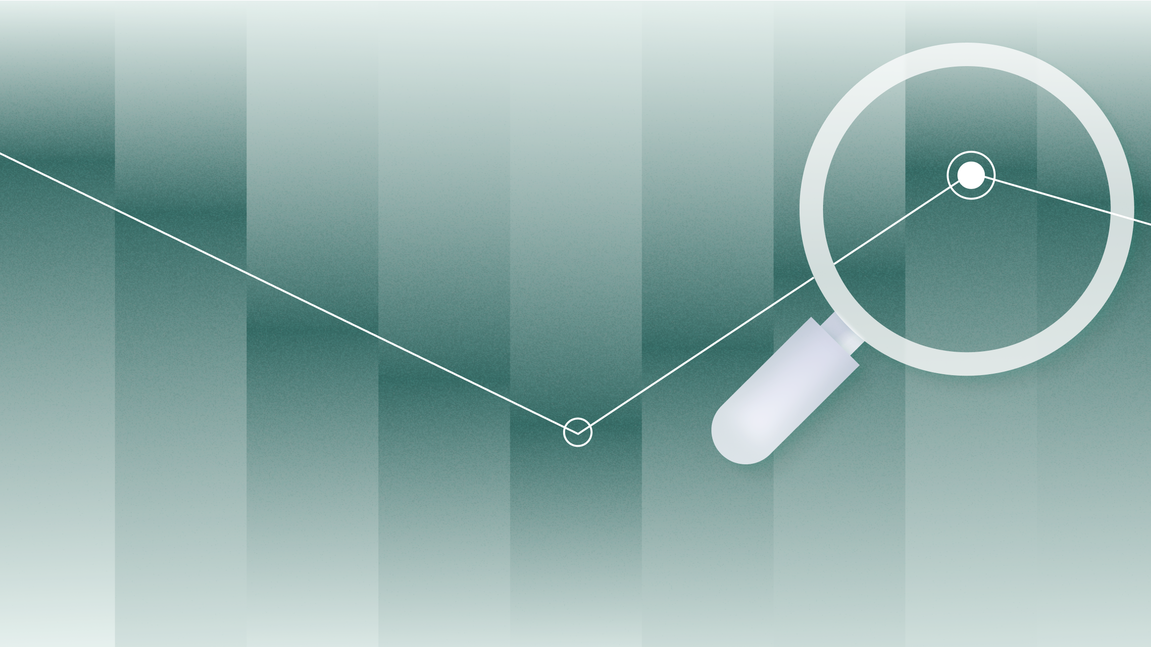 Graphic illustration of magnifying class focusing on point on a line chart | How to do a SWOT analysis for your startup | Mercury