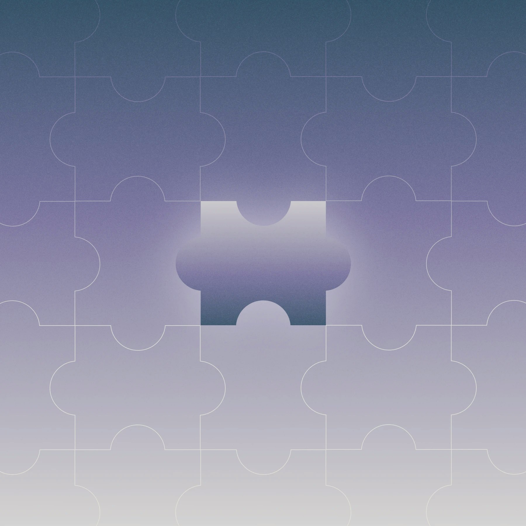 Puzzle with 1 piece glowing, standing out from the rest.