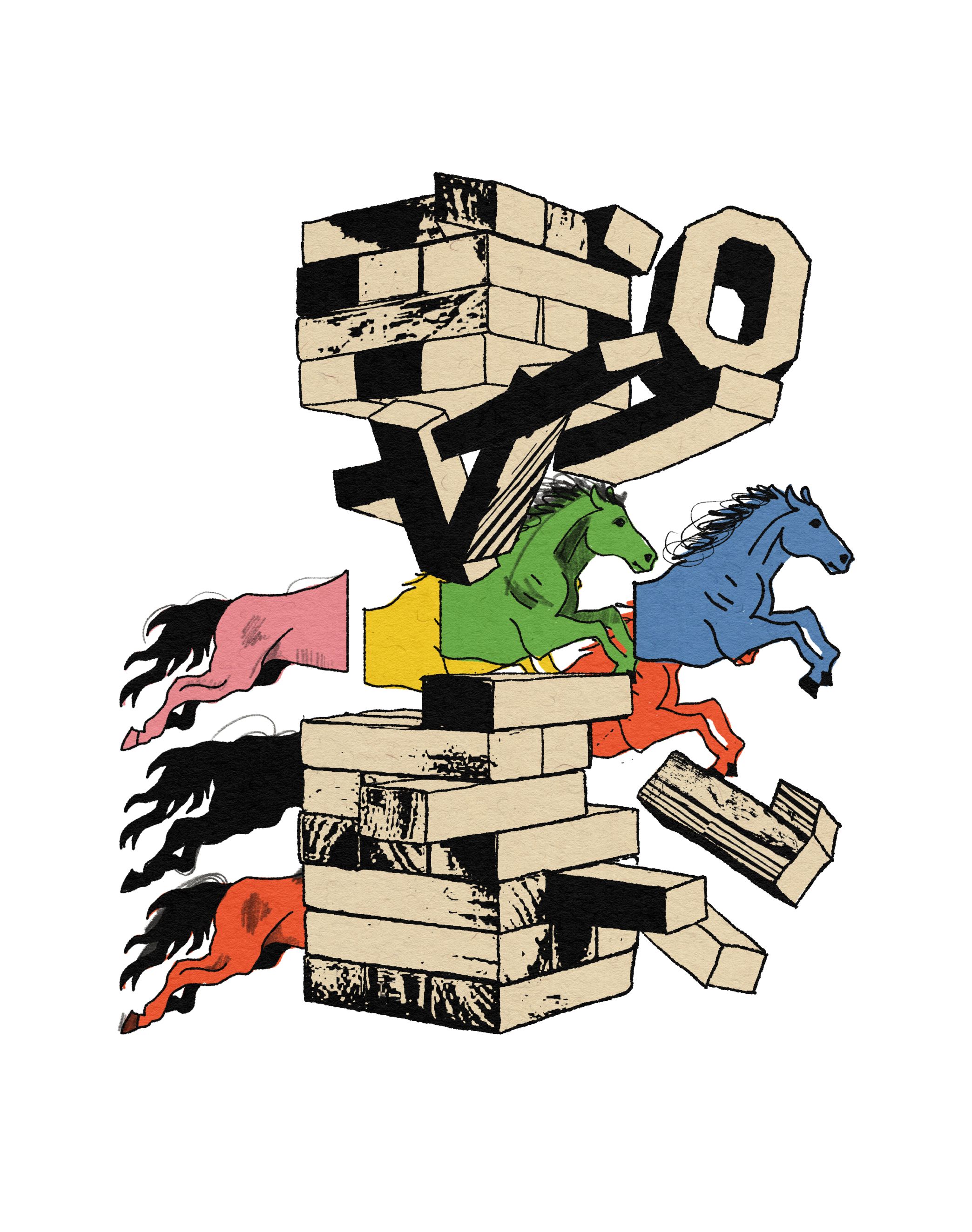 An illustration of blocks and colorful horses | Meridian by Mercury