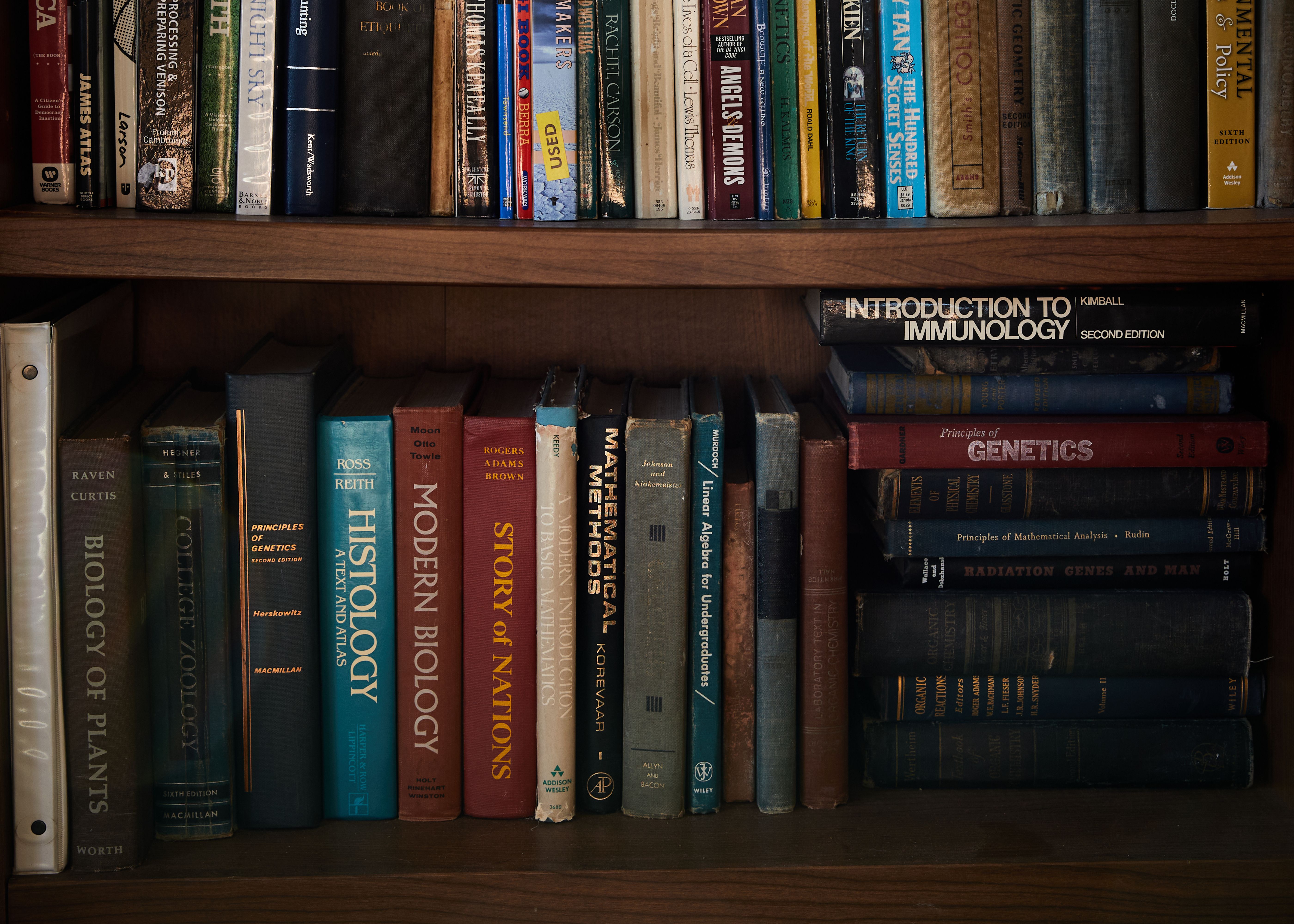 Books found inside Jonathan's house, belonging to his grandparents.