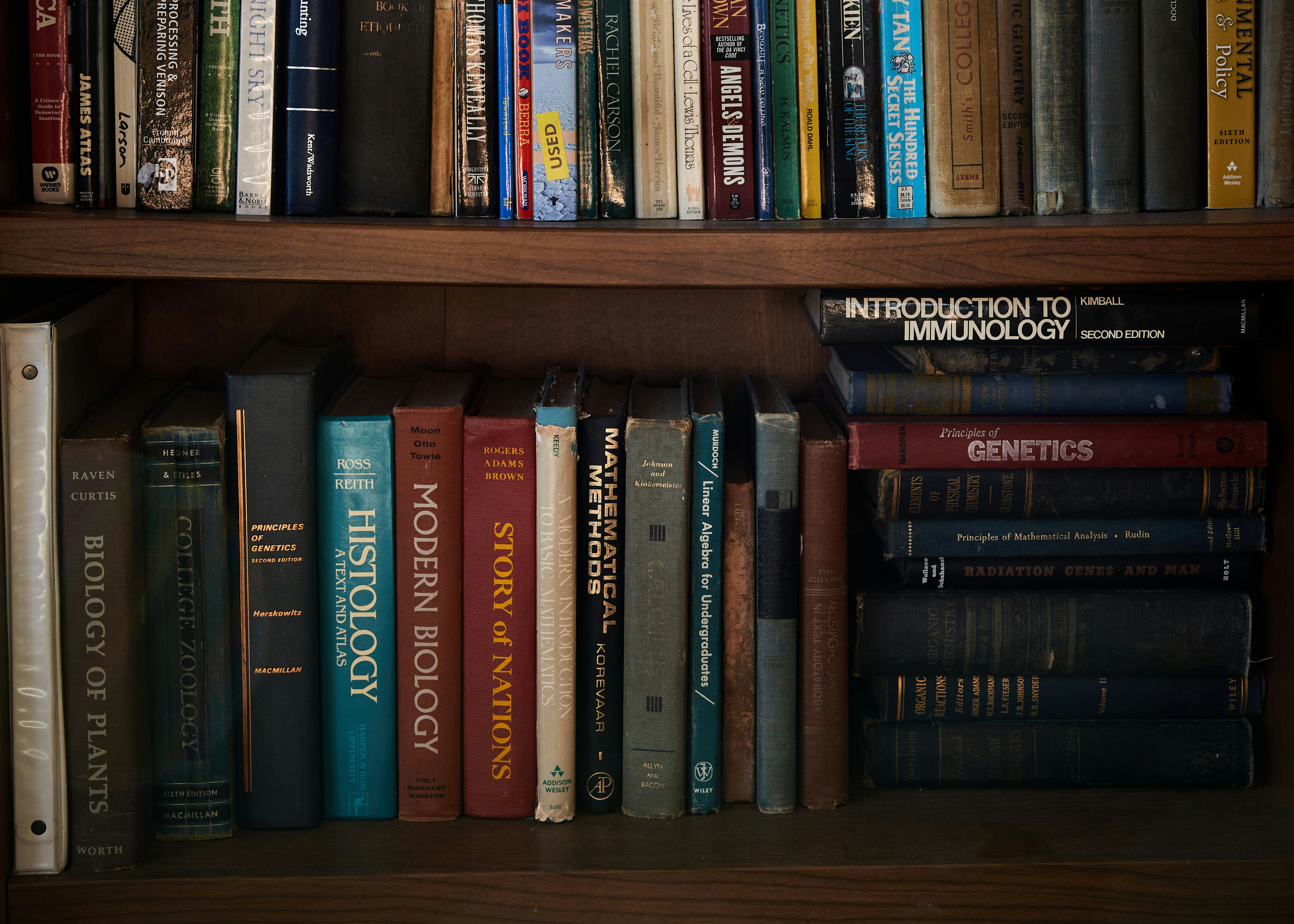 Books found inside Jonathan's house, belonging to his grandparents.