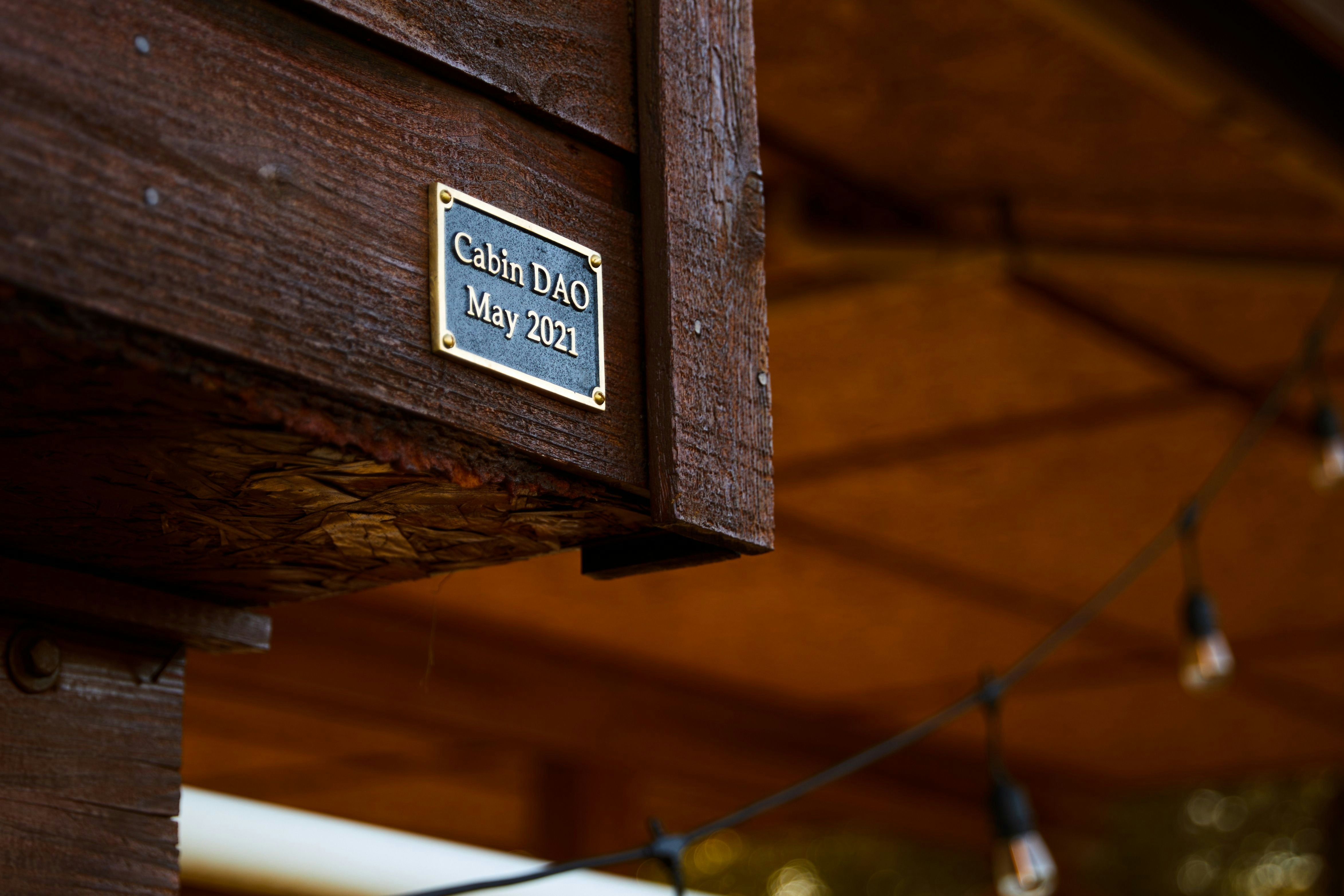 "Cabin DAO" sign