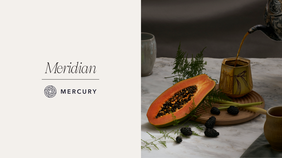 Meridian cover with papaya and tea