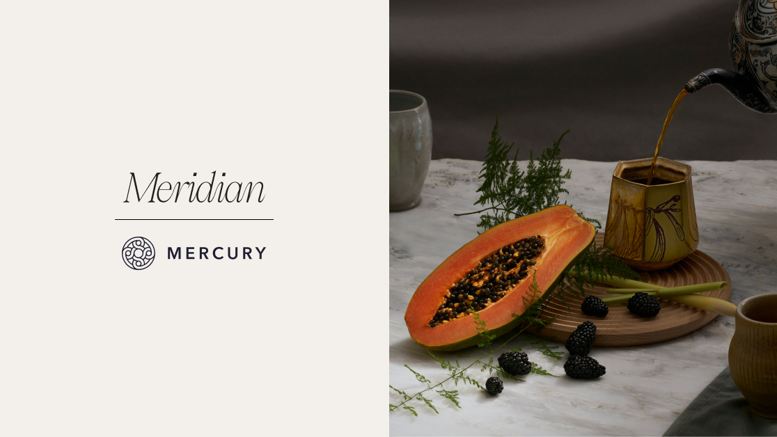 Meridian cover with papaya and tea