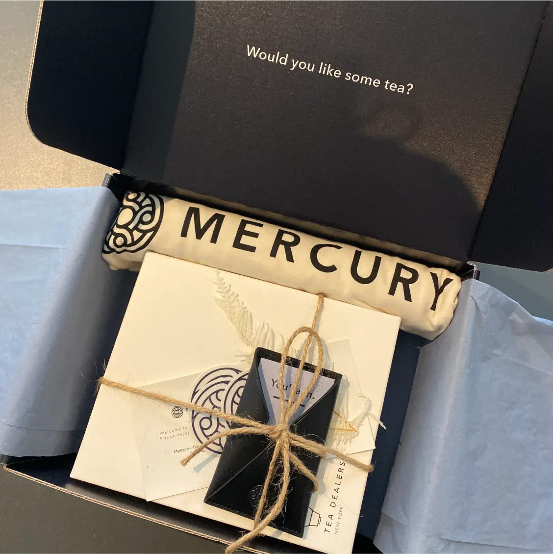 Mercury branded tea boxes