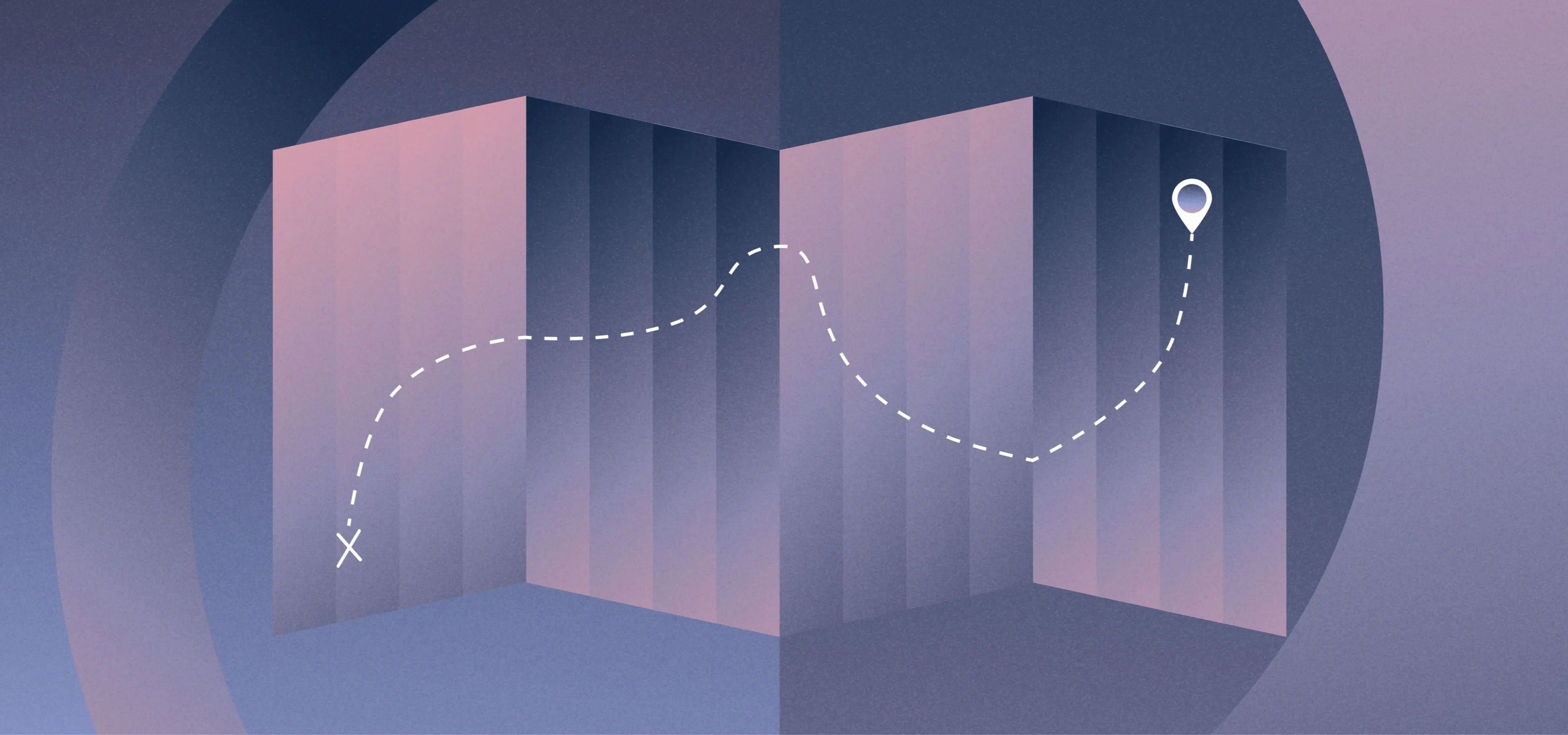 Graphic illustration of roadmap with destination marker | How to build a product roadmap for your startup | Mercury