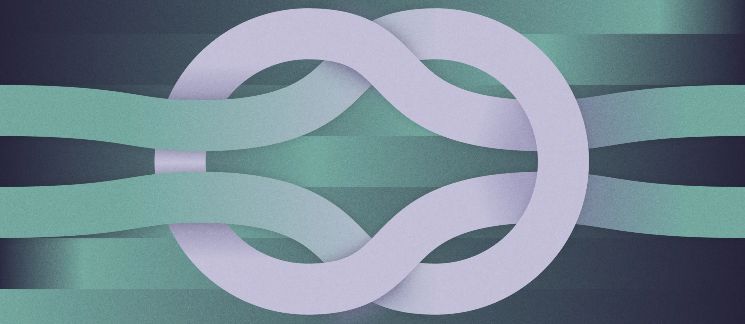 Graphic illustration of square knot, where two strings intertwine | Blog post about how finance leaders can build trust at their startup | Mercury