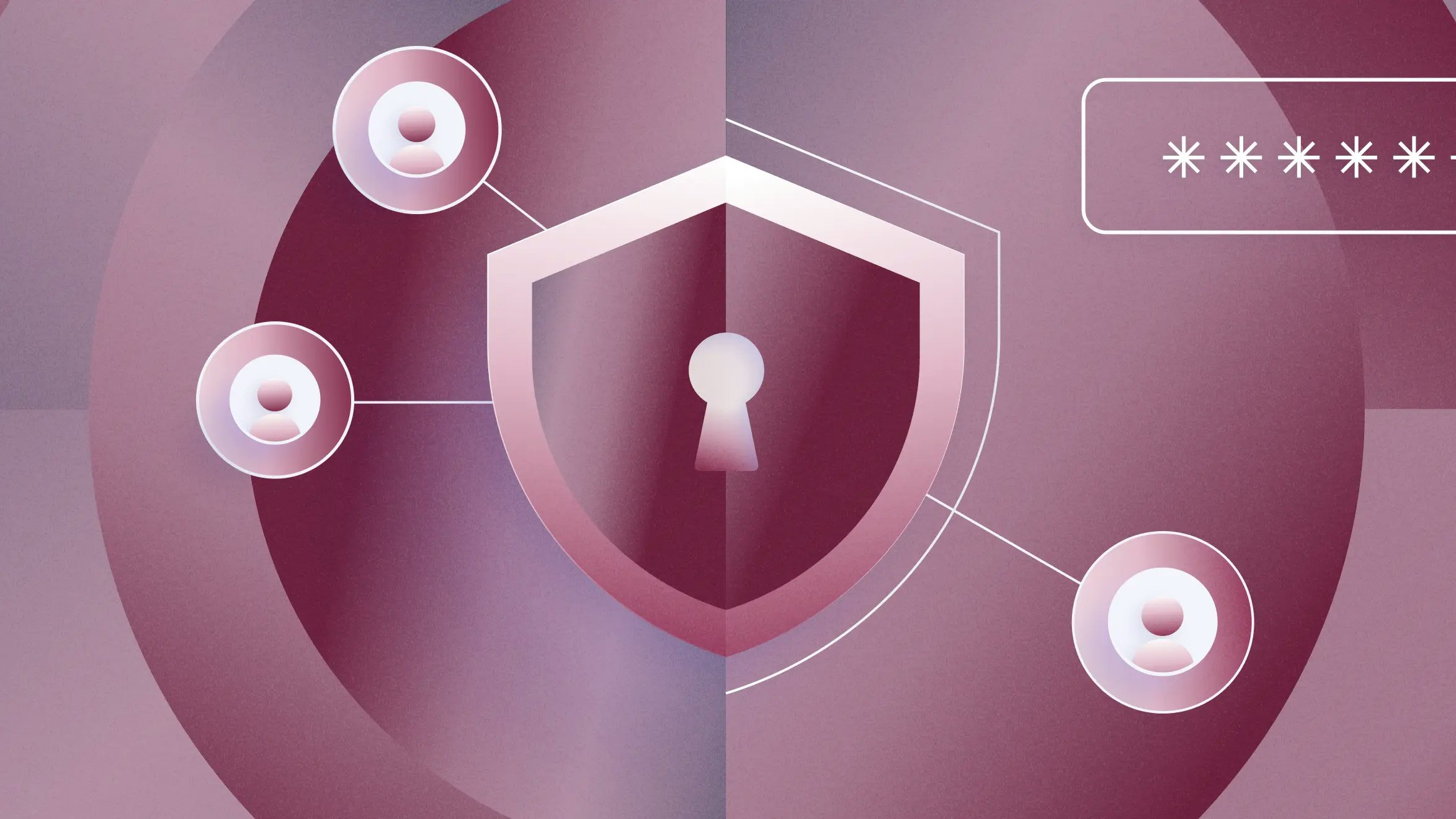 image of a shield locked by a key, with customers attached