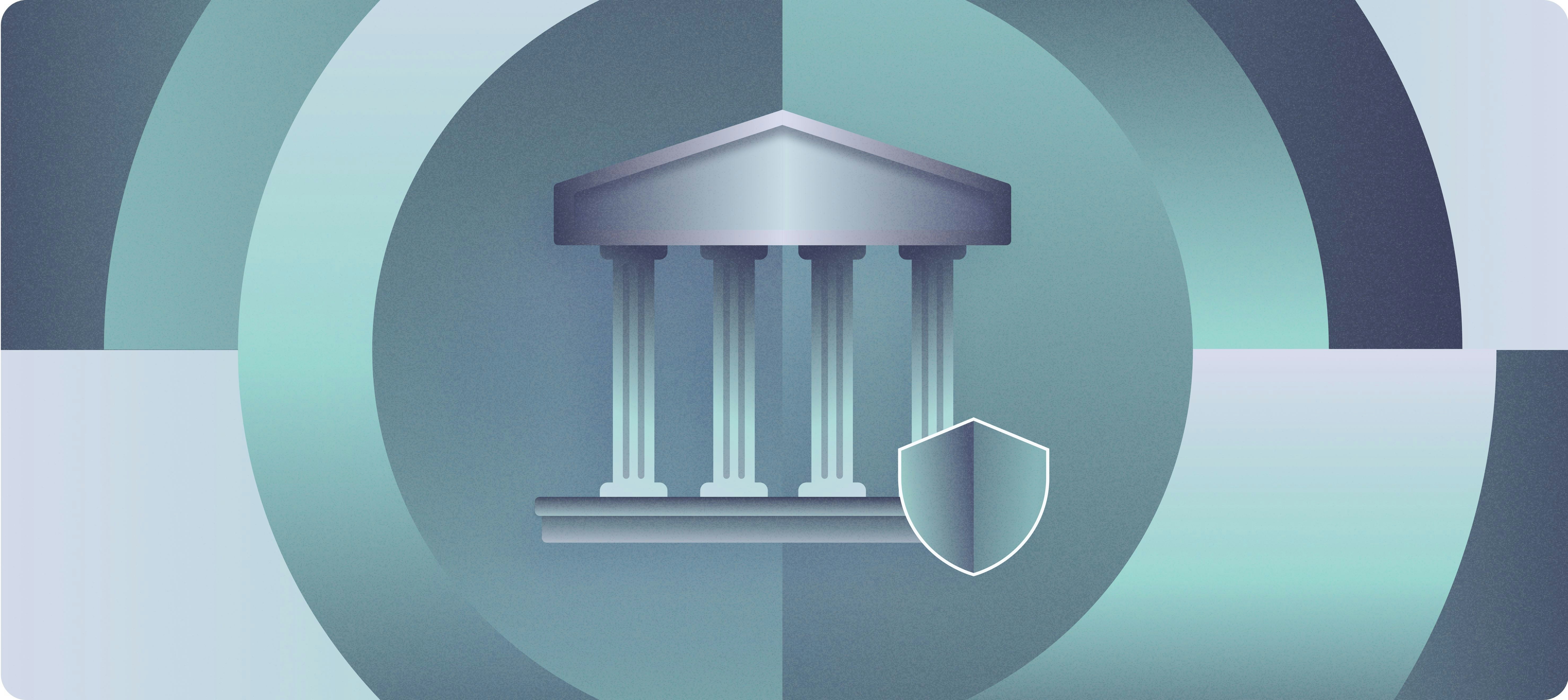 Columns in front of bank