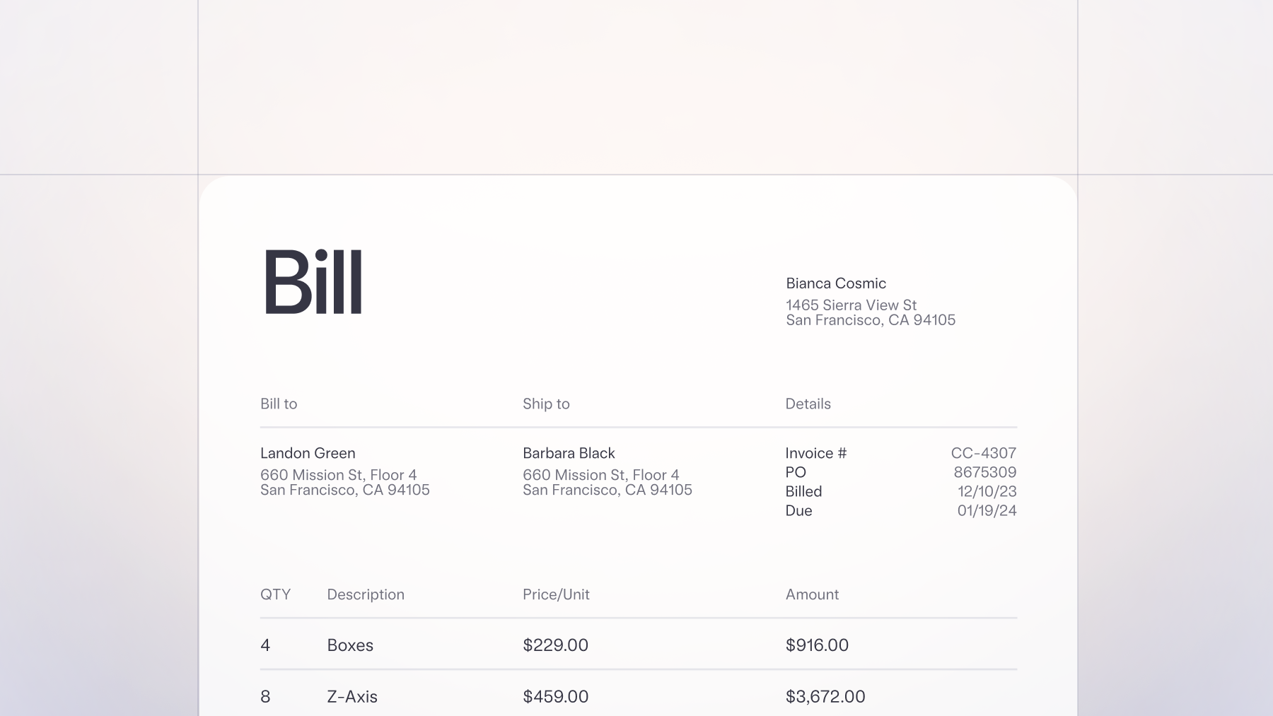 Illustration of a bill