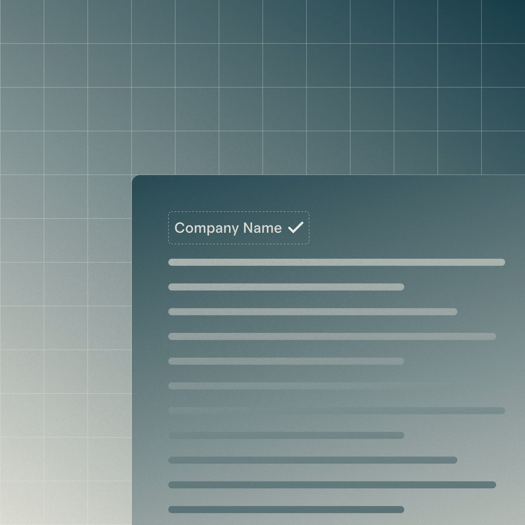 Abstracted illustration of a document with a registered company name