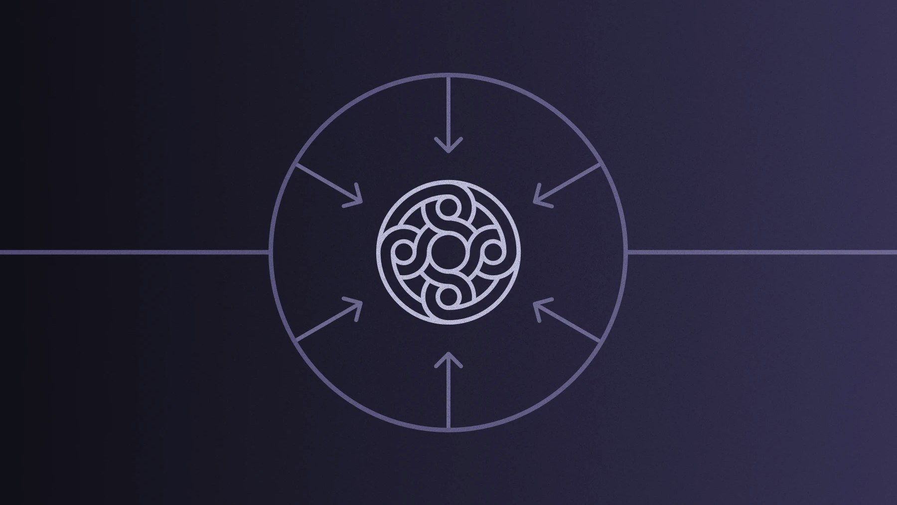 Mercury logomark contained within a circle with arrows pointing to it.
