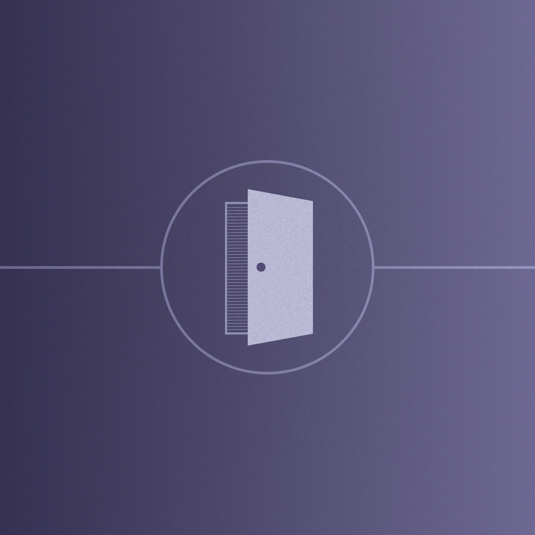 Illustration of an open door contained within a circle