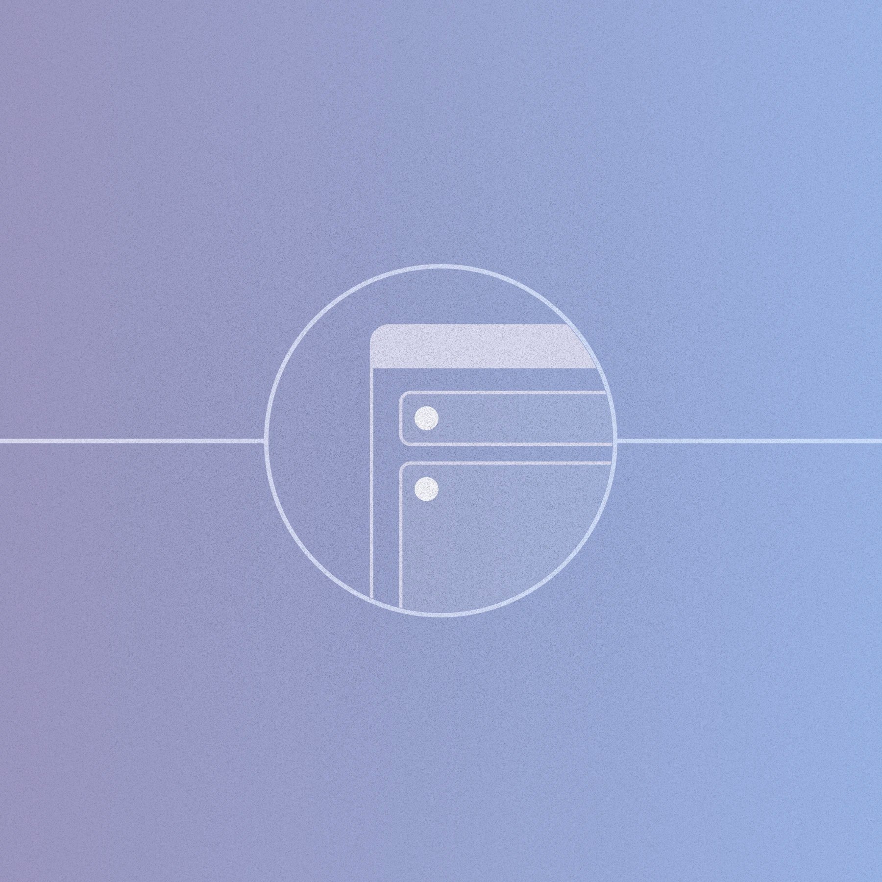 Abstracted illustration of a corner of product UI contained in a circle