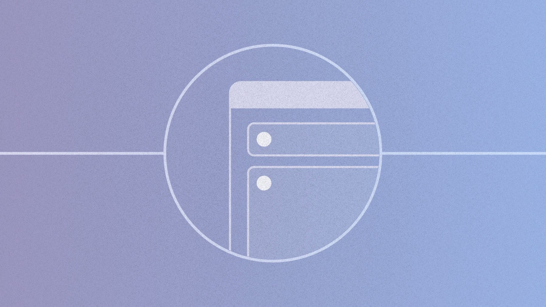 Abstracted illustration of a corner of product UI contained in a circle