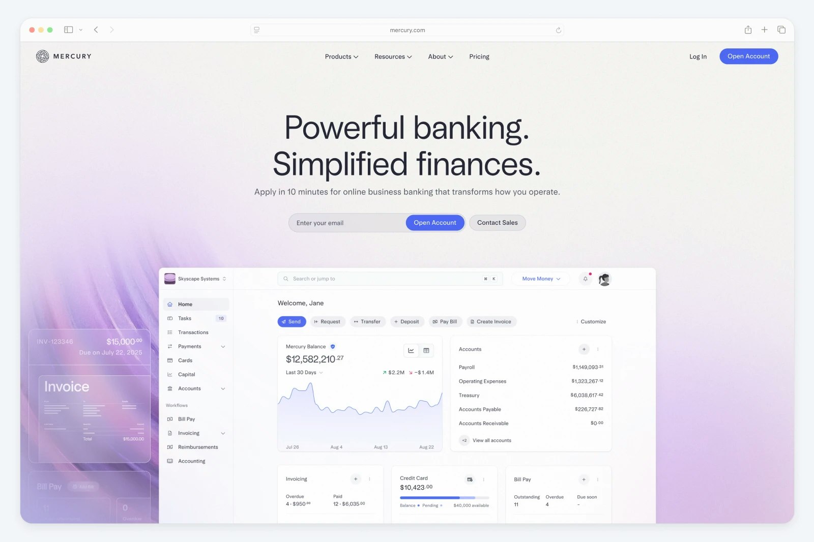 mercury.com homepage