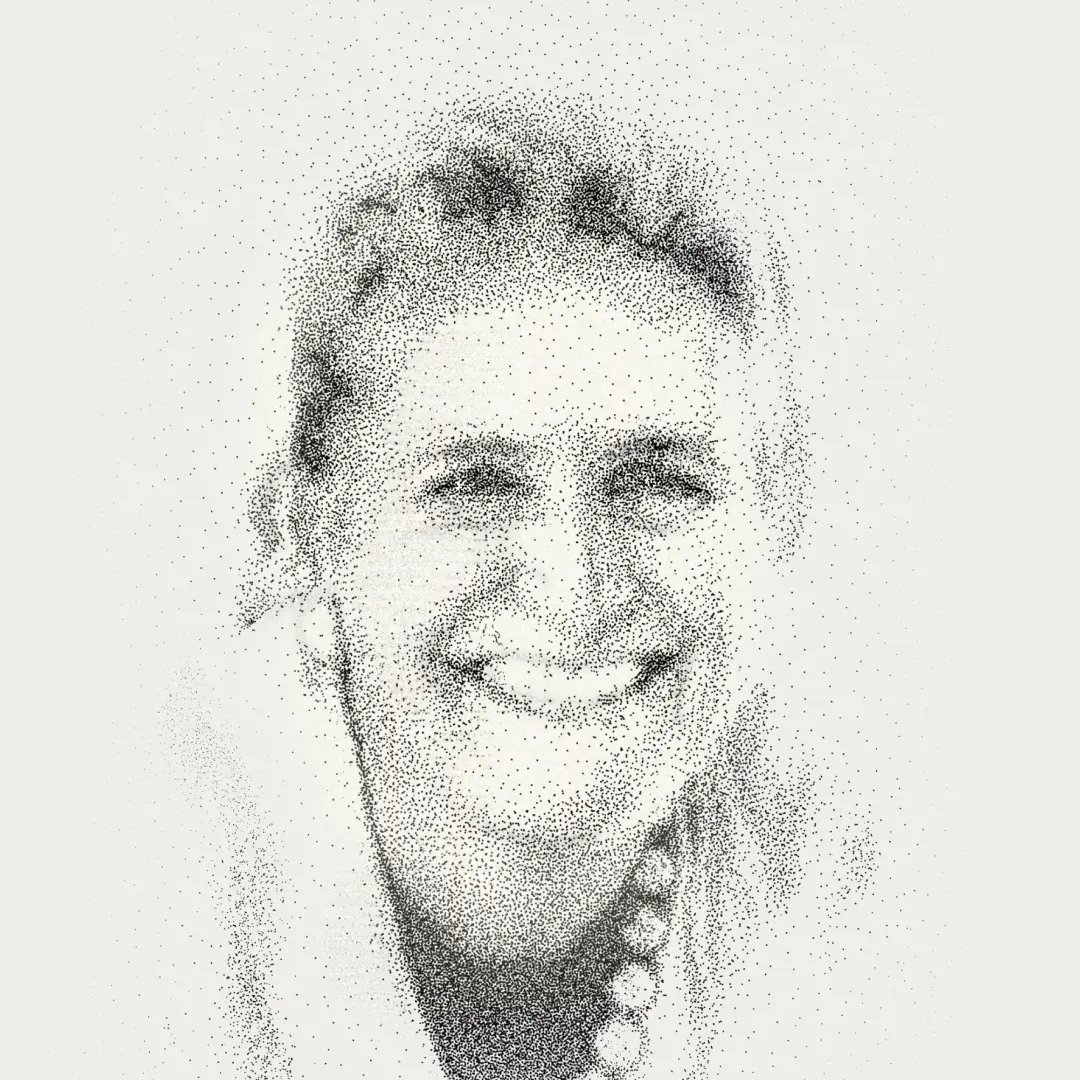 Headshot of Llisa Demetrios in a pointillist style