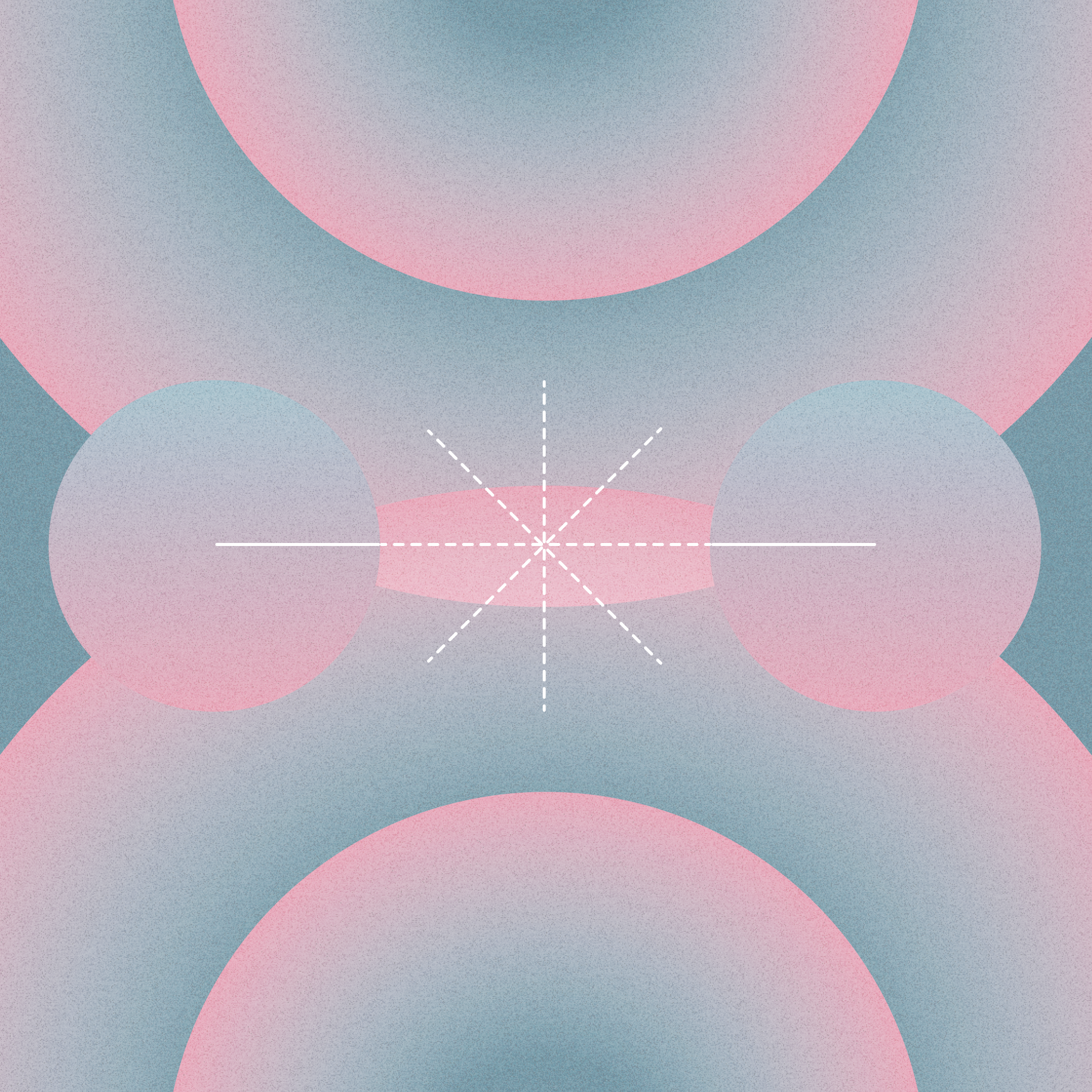 Abstract pink and teal circles and star
