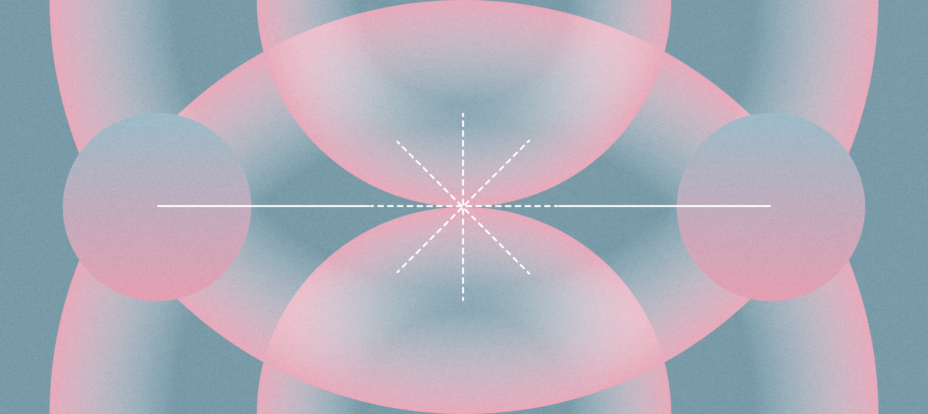 Abstract pink and teal circles and star