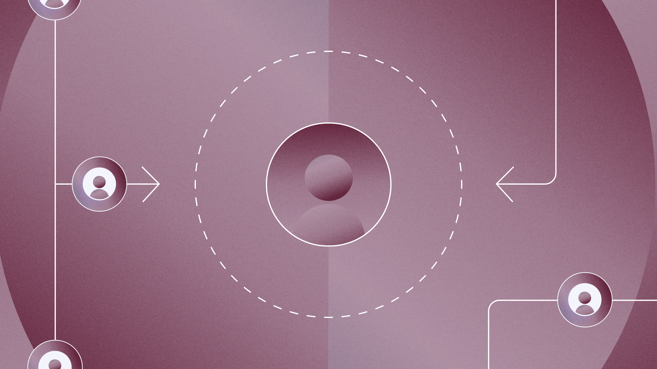 Icons with people and arrows within co-centric circles