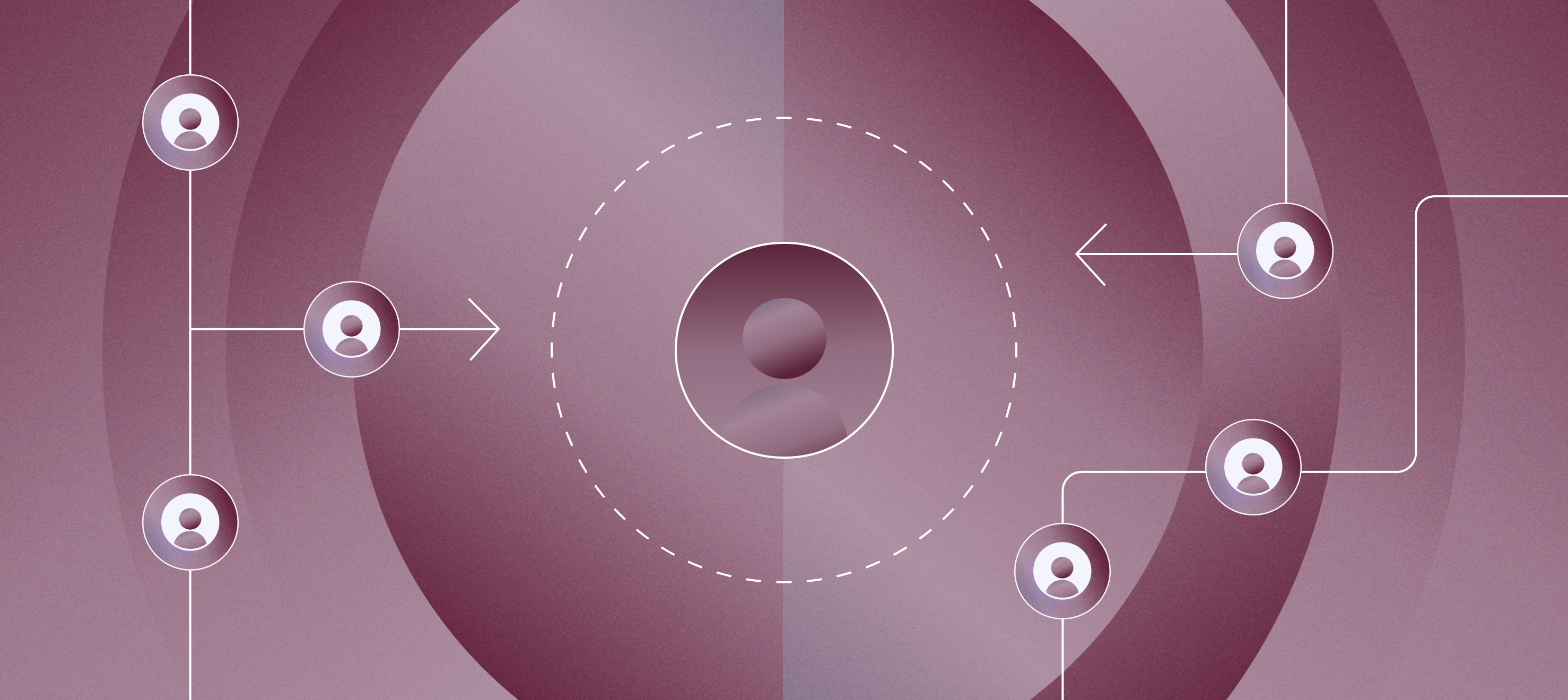 Icons with people and arrows within co-centric circles