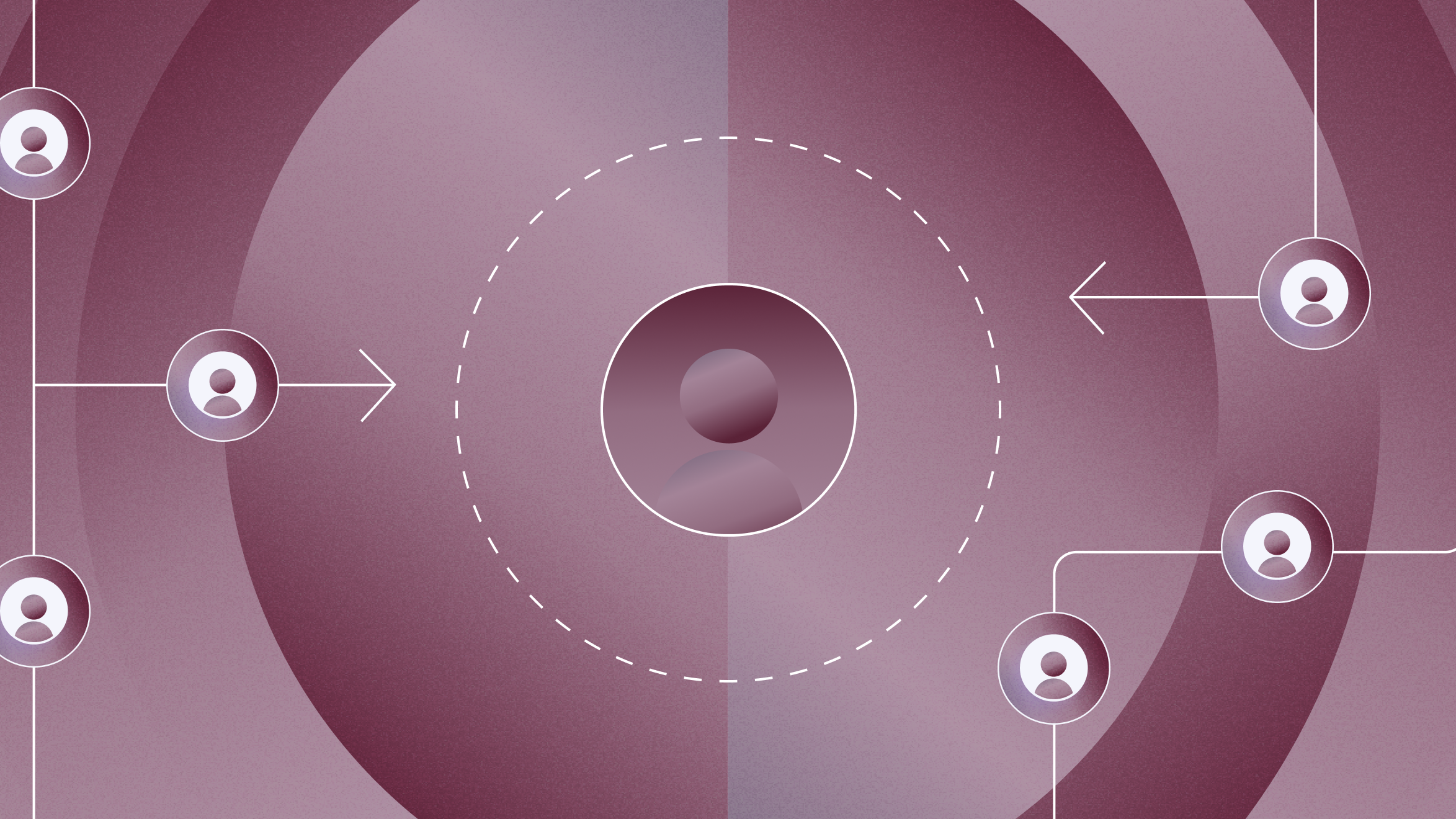 Icons with people and arrows within co-centric circles