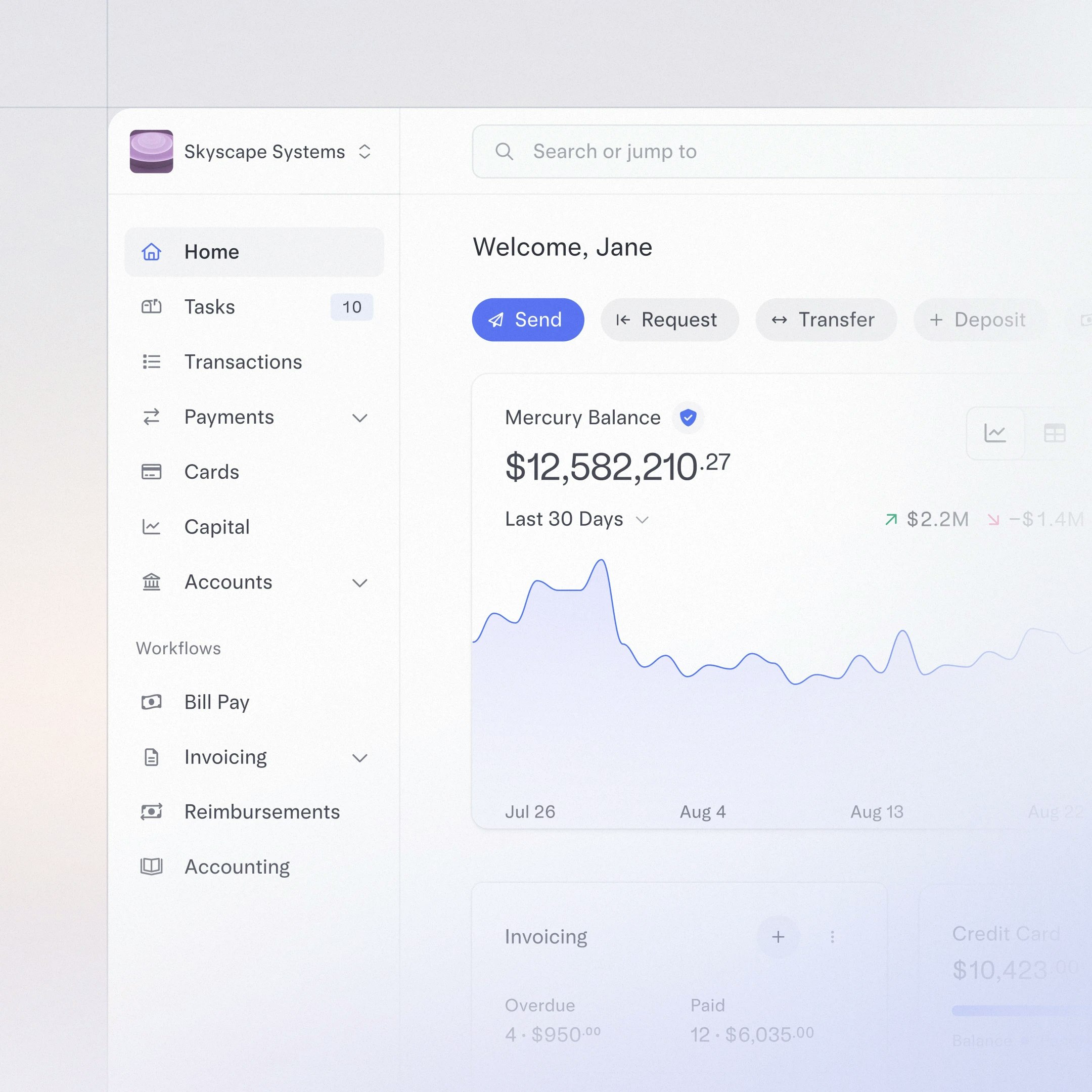 Mercury dashboard UI