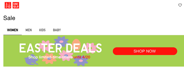 UNIQLO's Easter Deals, lasting until April 20th