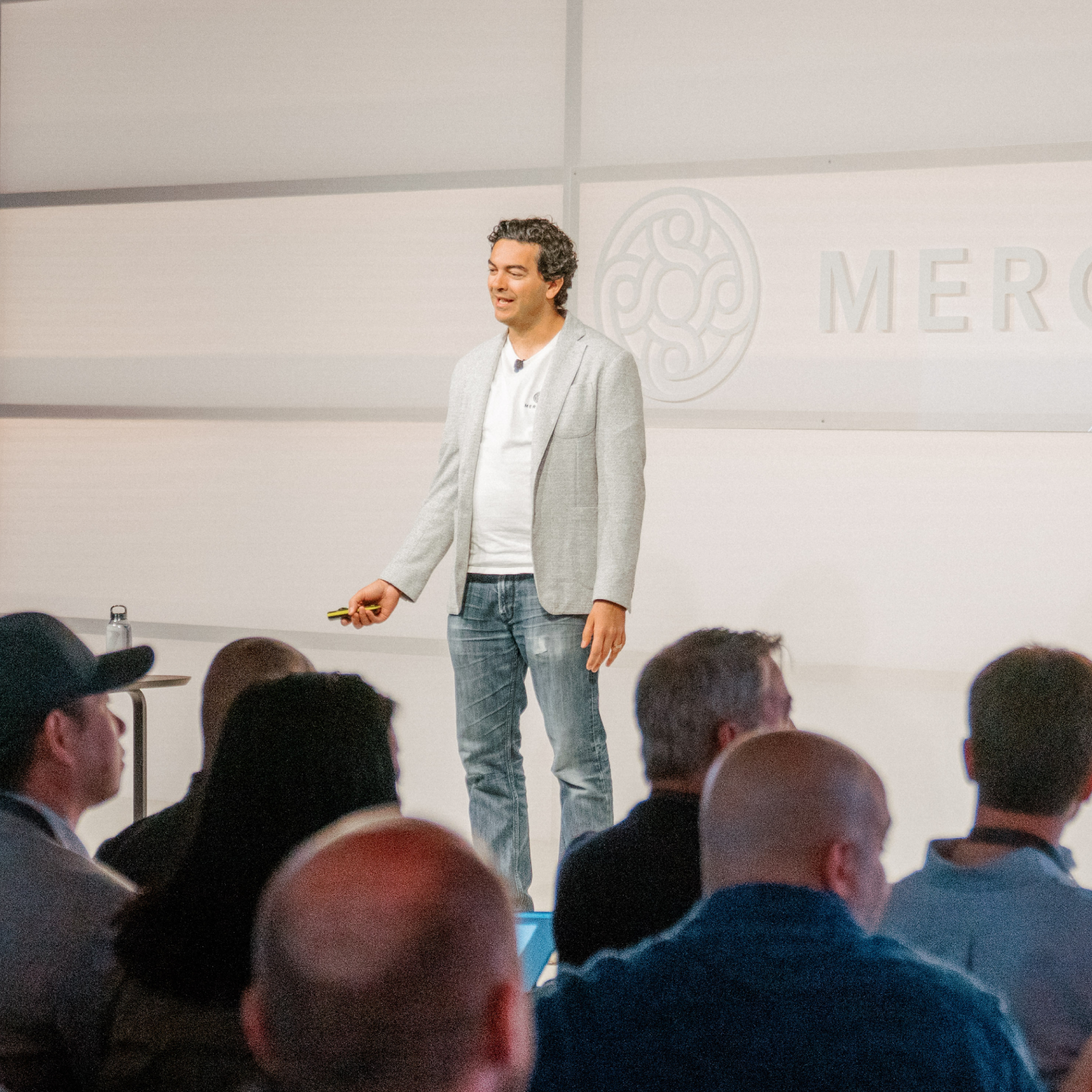 Mercury CEO Immad Akhund on stage at Mercury Spheres