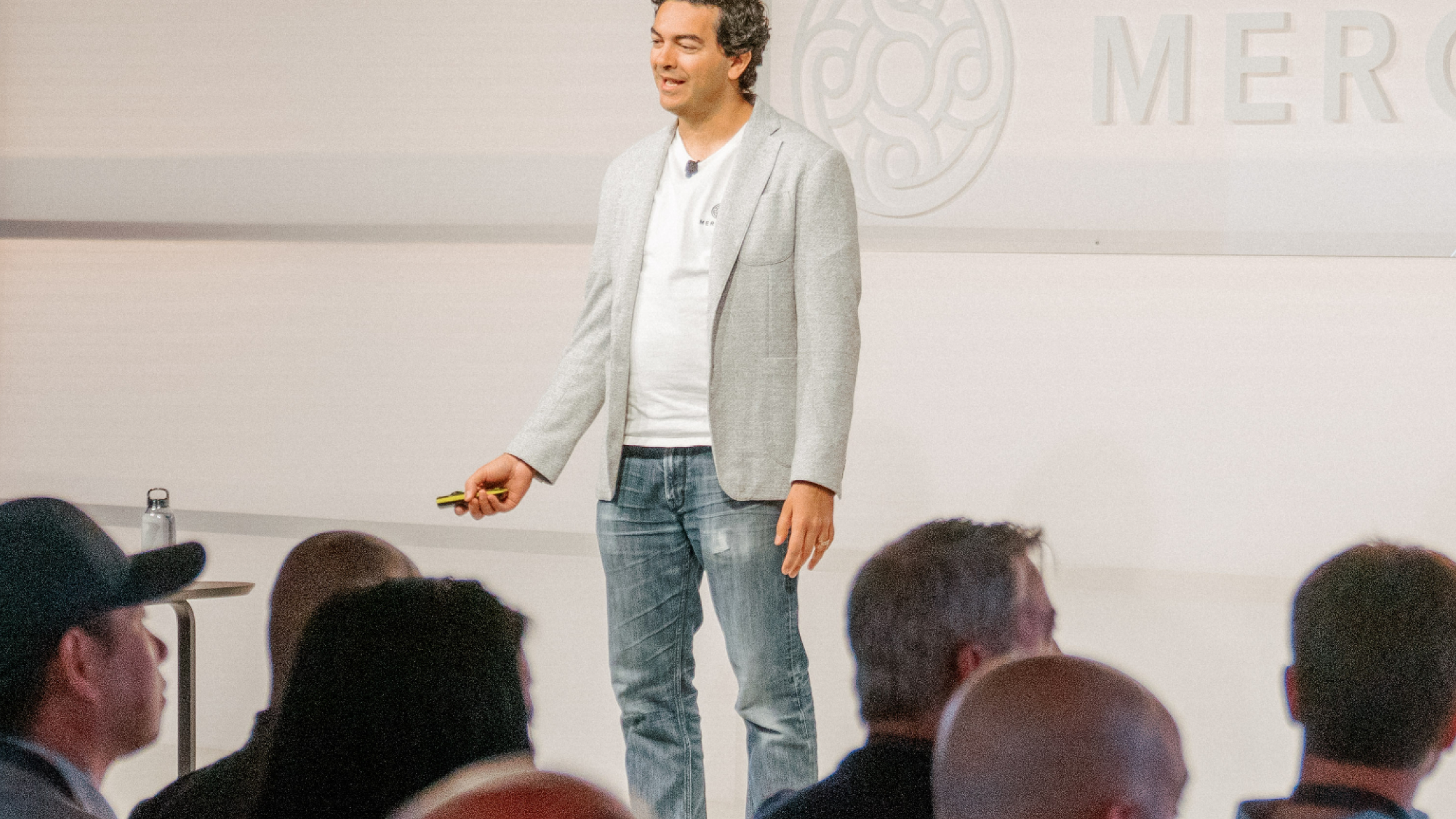 Mercury CEO Immad Akhund on stage at Mercury Spheres