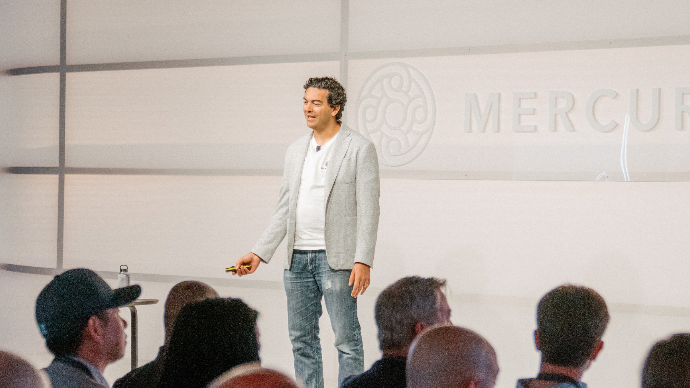 Mercury CEO Immad Akhund on stage at Mercury Spheres