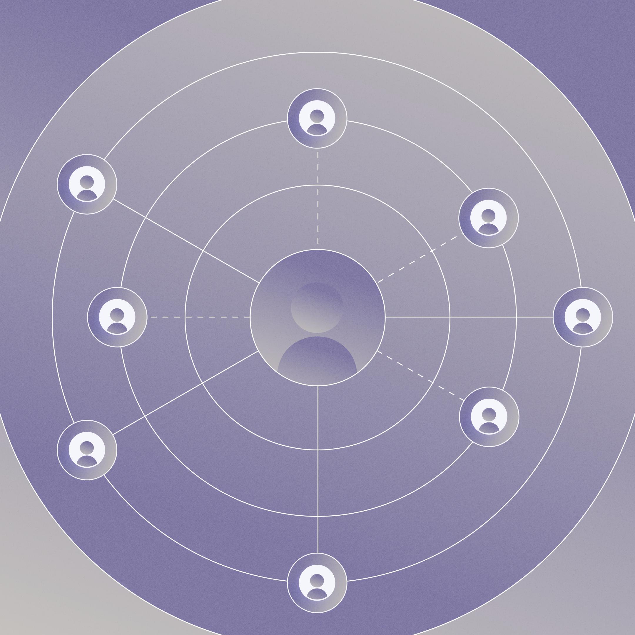 People icons connected by straight and dotted lines