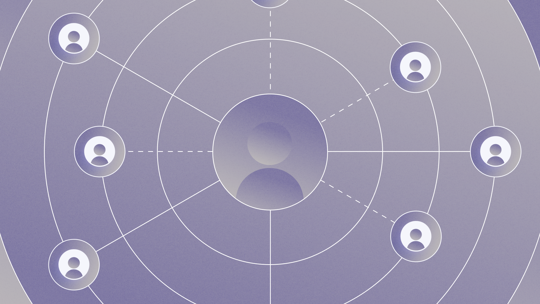 People icons connected by straight and dotted lines