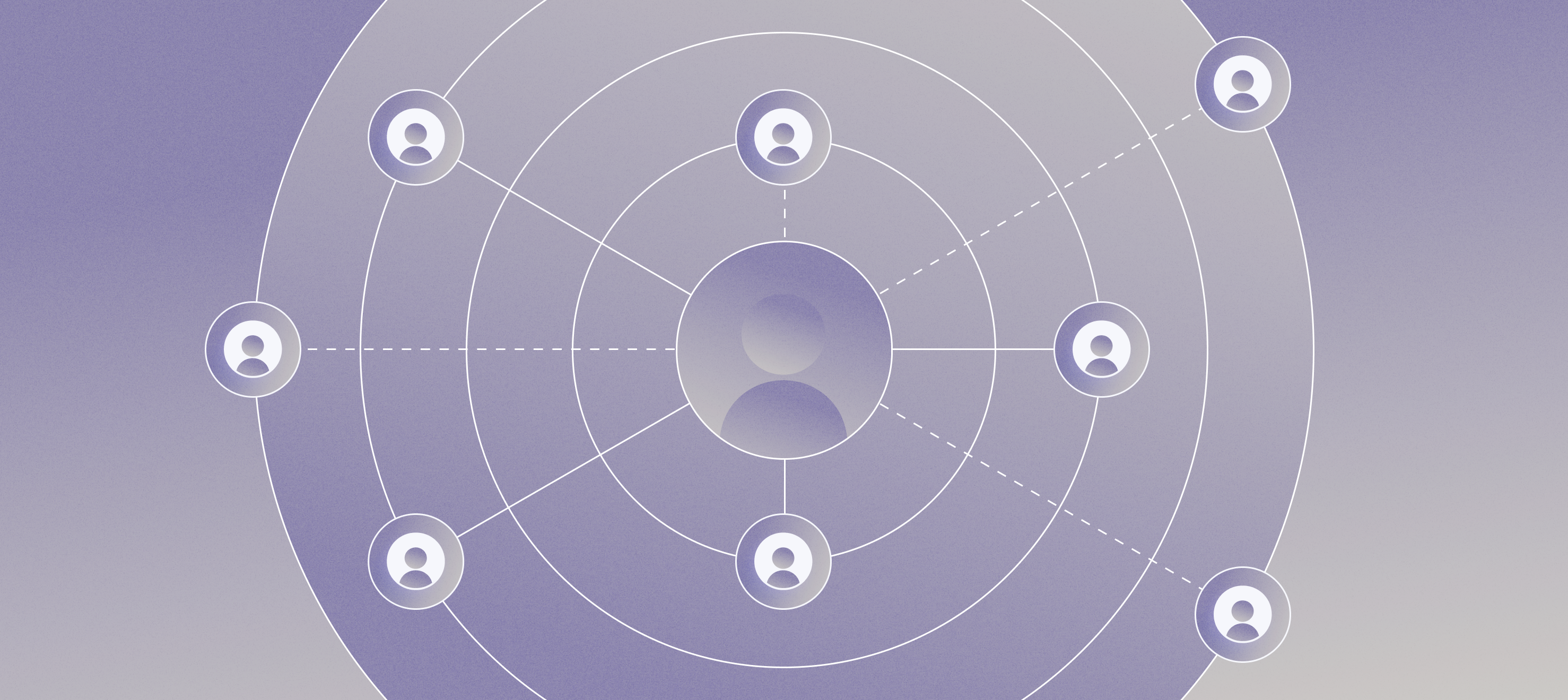 People icons connected by straight and dotted lines