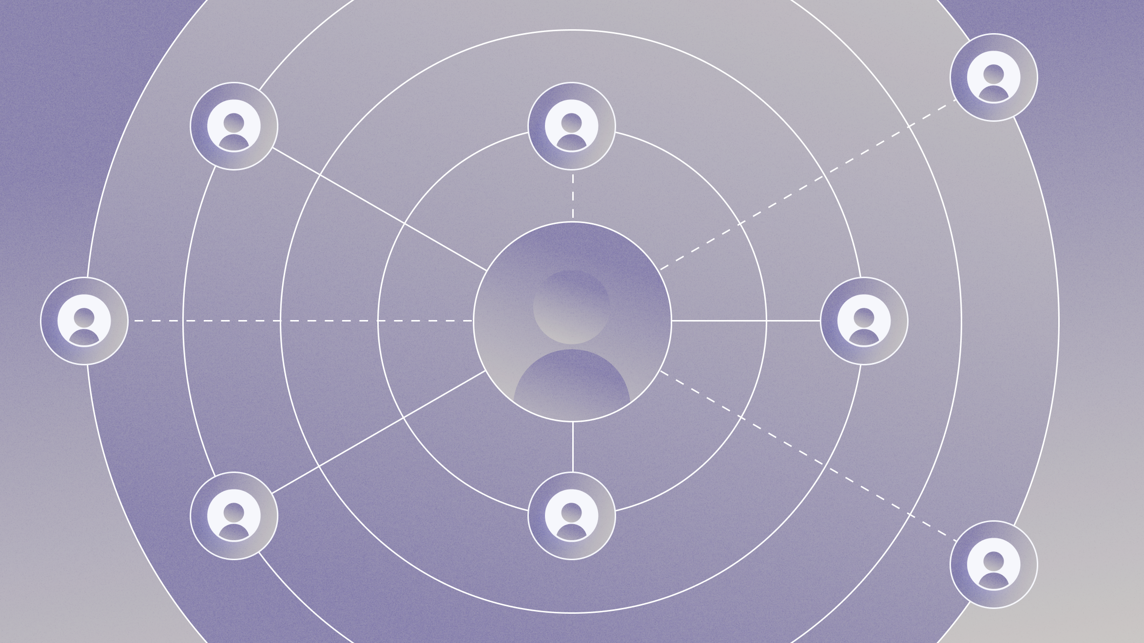 People icons connected by straight and dotted lines