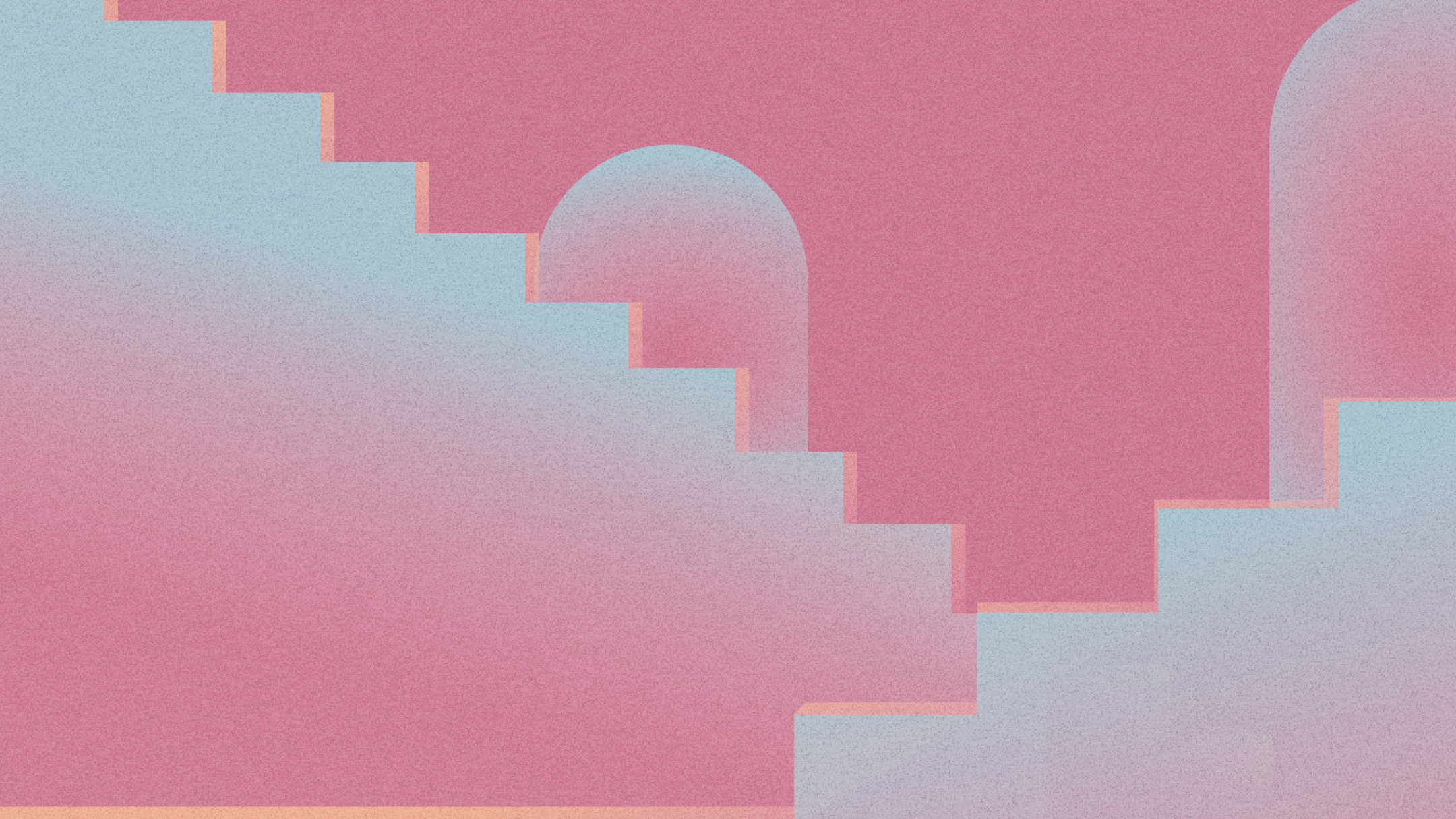 Illustration of staggered stairs and windows