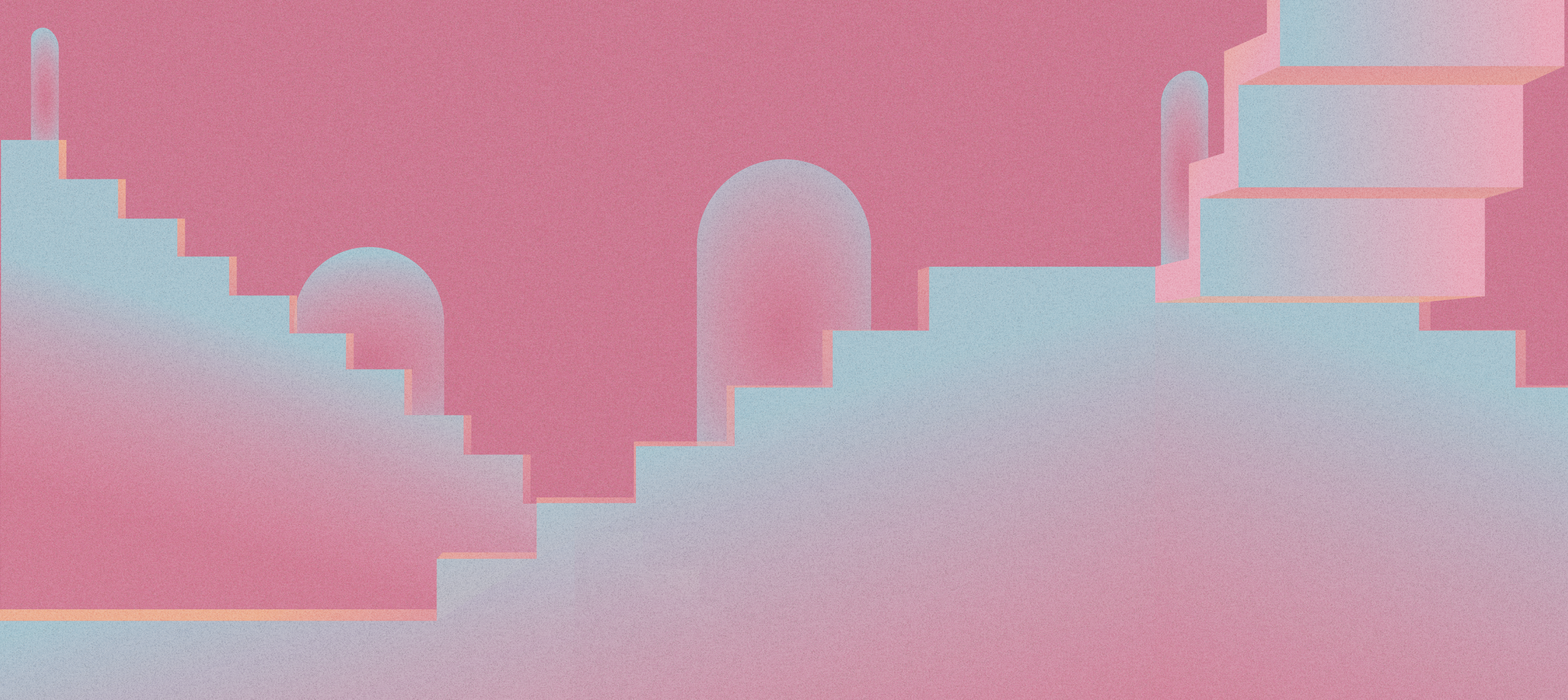 Illustration of staggered stairs and windows