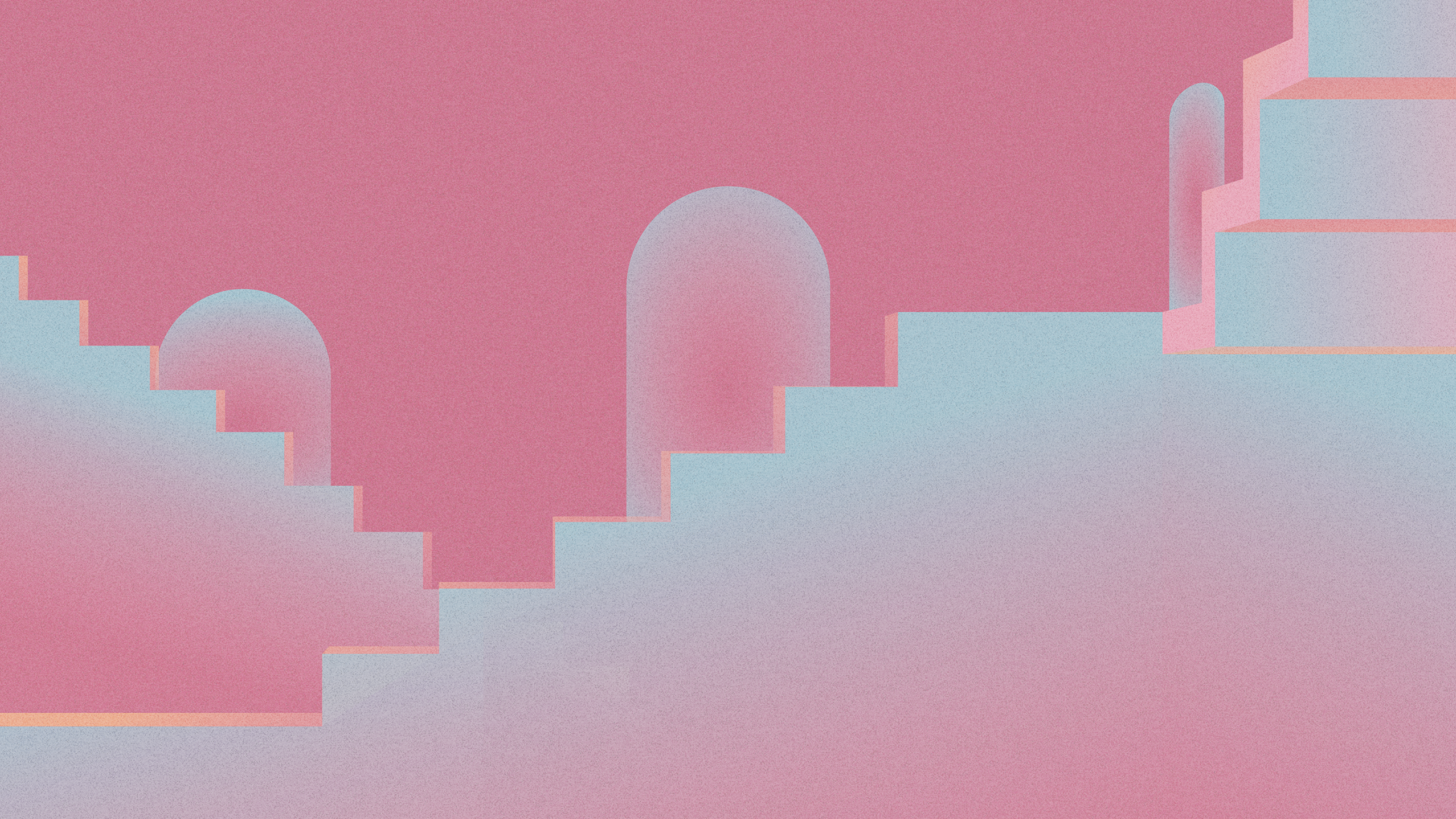 Illustration of staggered stairs and windows
