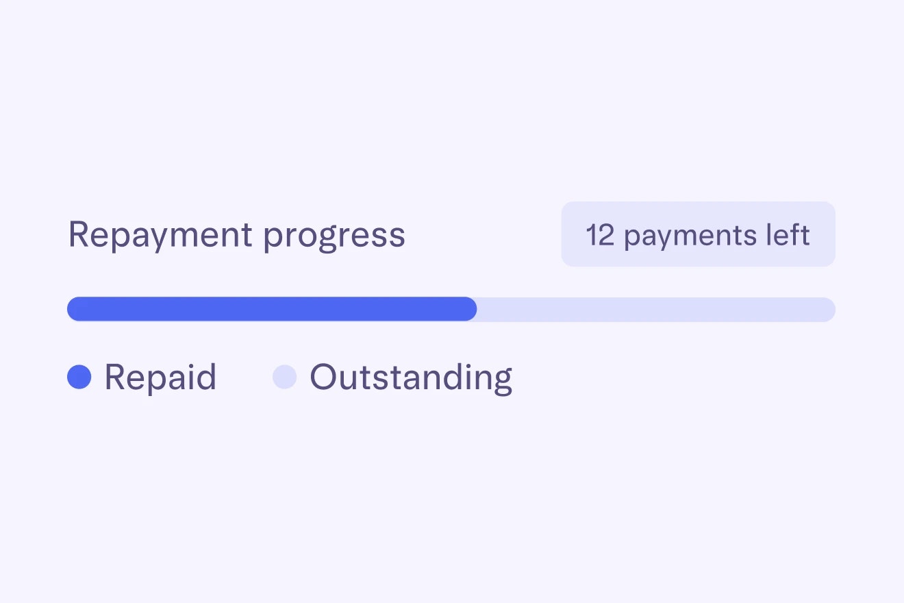 Graph showing repayment progress on a working capital loan