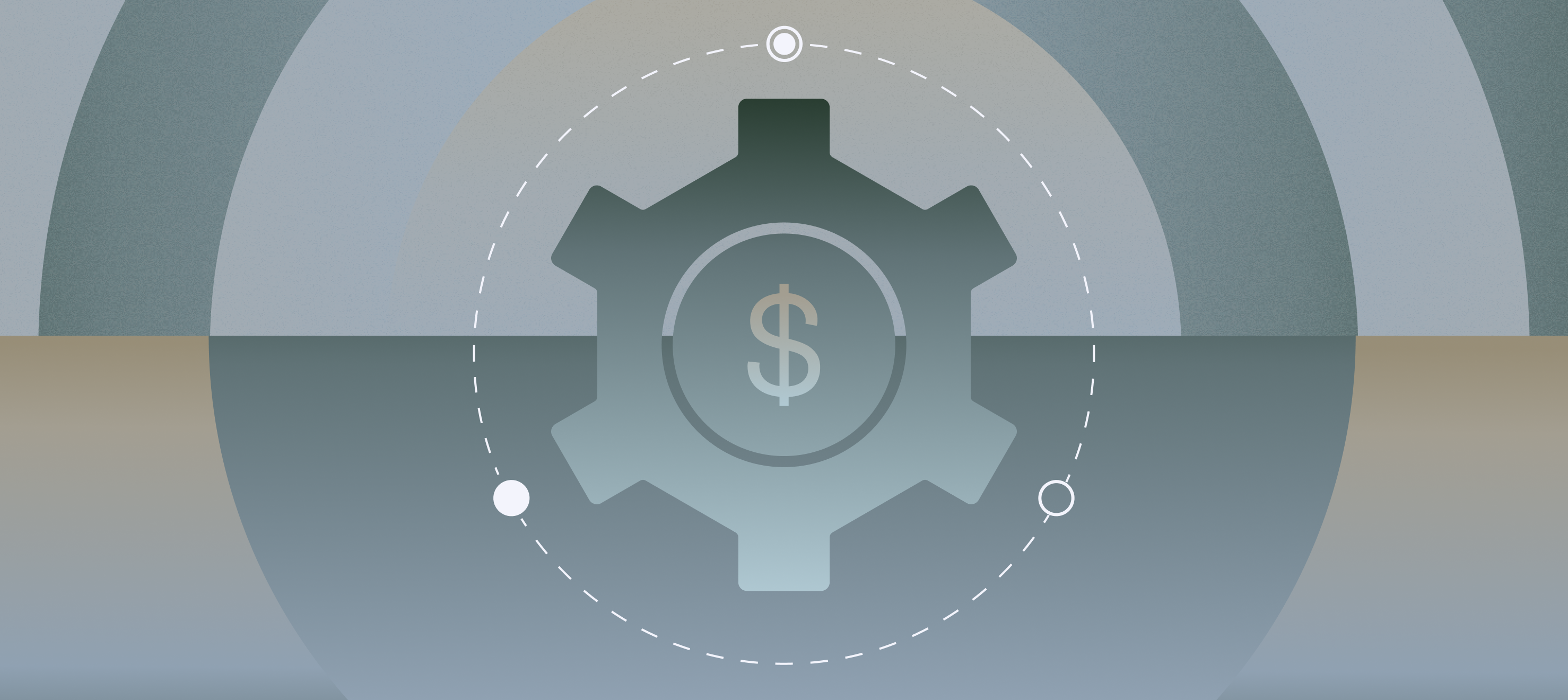 Safeguarded dollar sign icon within co-centric circles