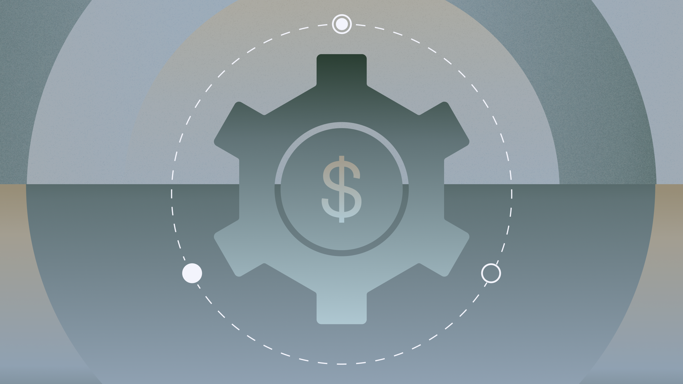 Safeguarded dollar sign icon within co-centric circles